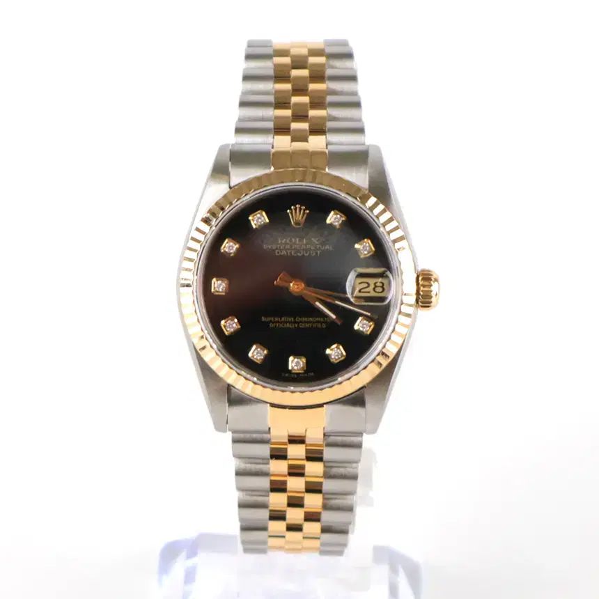 中古ブランドダオール ROLEX ロレックス デイジャスト ブラック 10p コンビ 31mm 68273