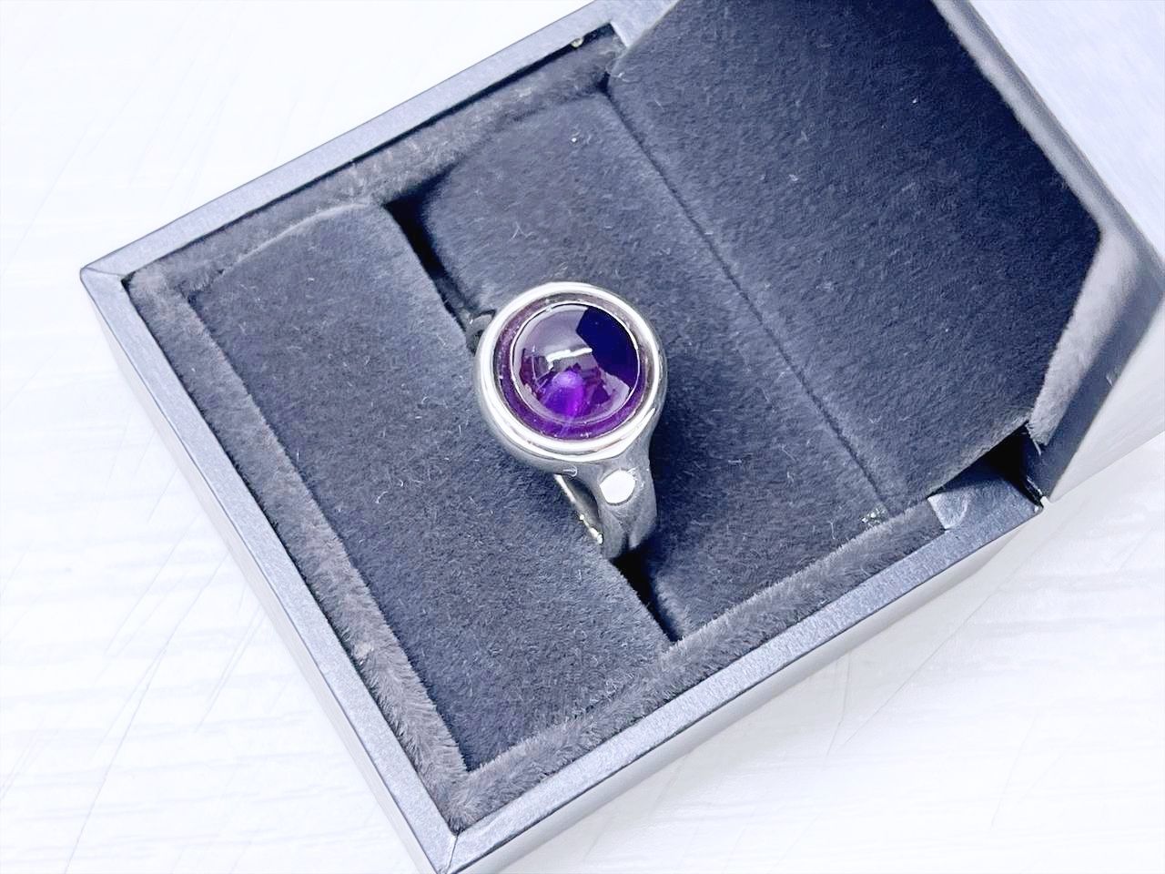 Georg Jensen　ジョージジェンセン　473　アメジスト　スフィアリング　カボション　指輪　SV925　パープル　約11号