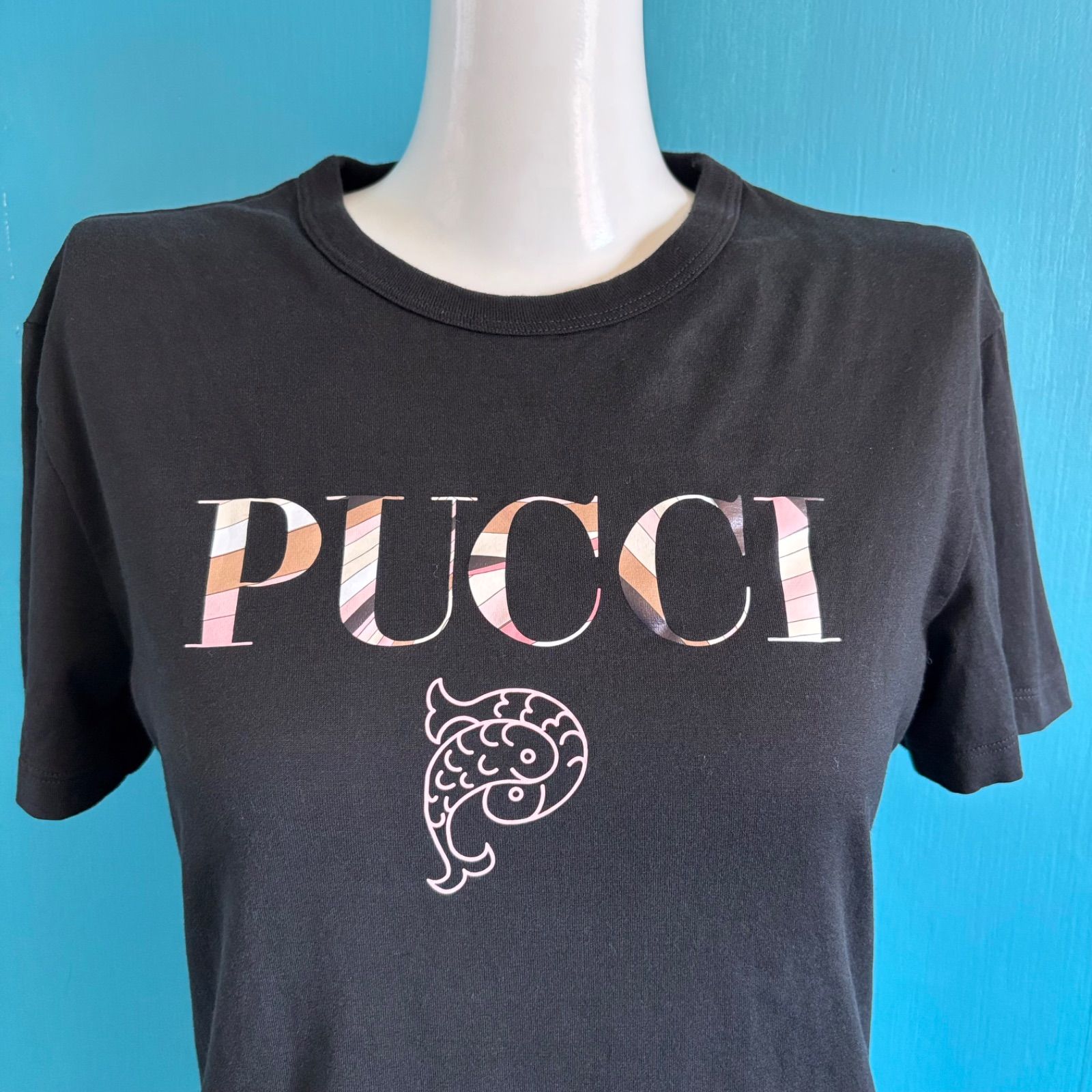1281 EMILIO PUCCI エミリオプッチ ロゴ Tシャツ 半袖 ブラック XS