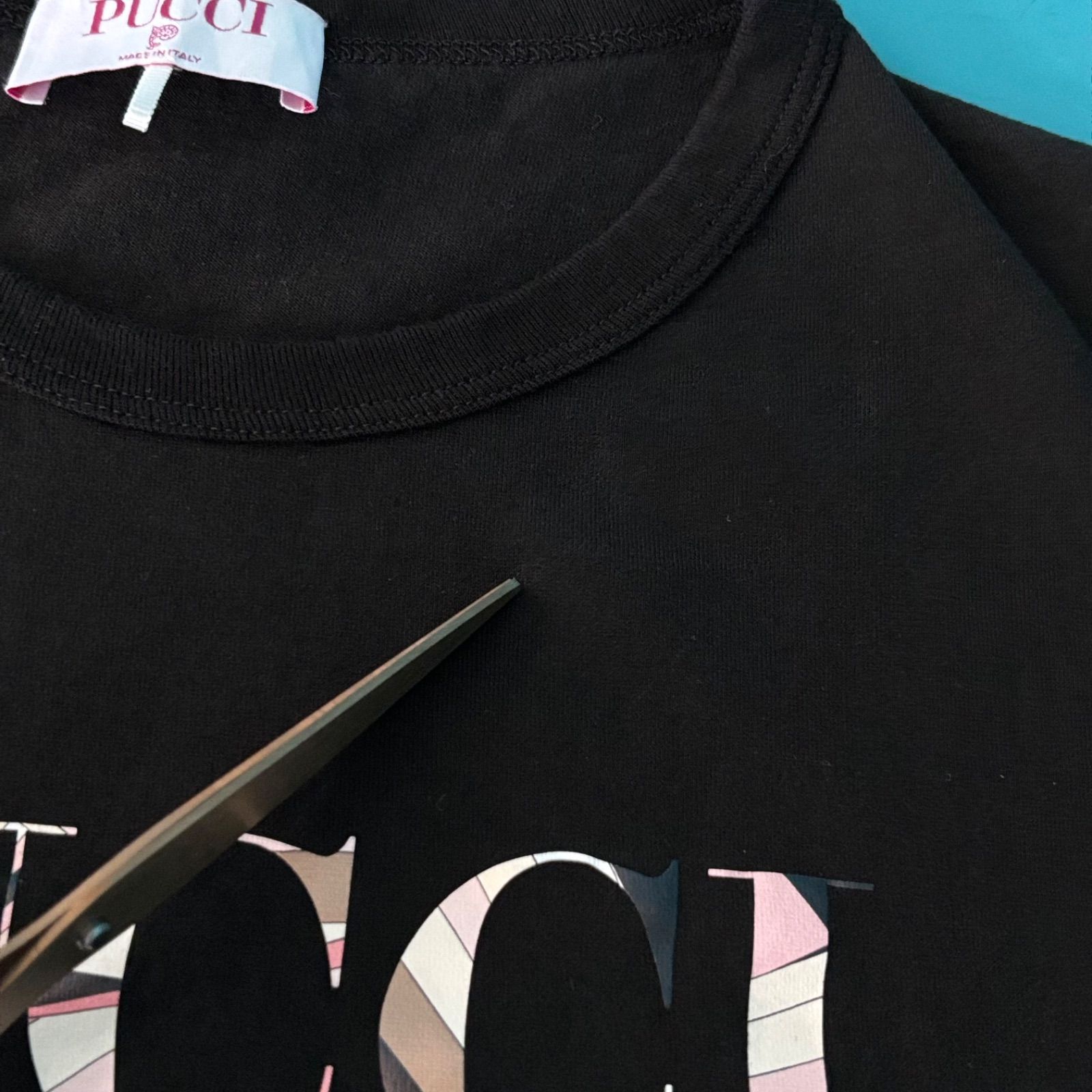 1281 EMILIO PUCCI エミリオプッチ ロゴ Tシャツ 半袖 ブラック XS