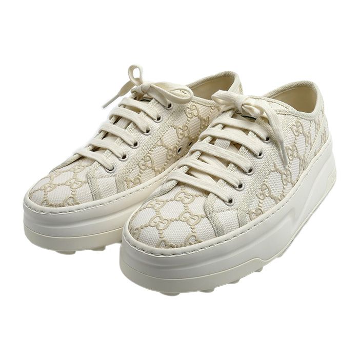 GUCCI グッチ テニス 1977 トレーナー スニーカー ホワイト 782737 FAC9X 9175 38 レディース 中古 極美品