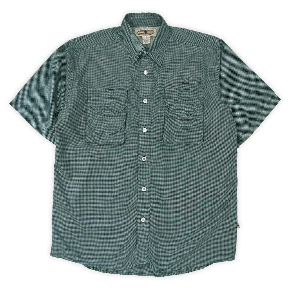 ムースクリーク MOOSE CREEK 90s 90年代 S/S フィッシングシャツ 半袖 珍品 格子 USA ヴィンテージ アメリカ 古着 メンズ シャツ グリーン系 チェック柄 M【中古】