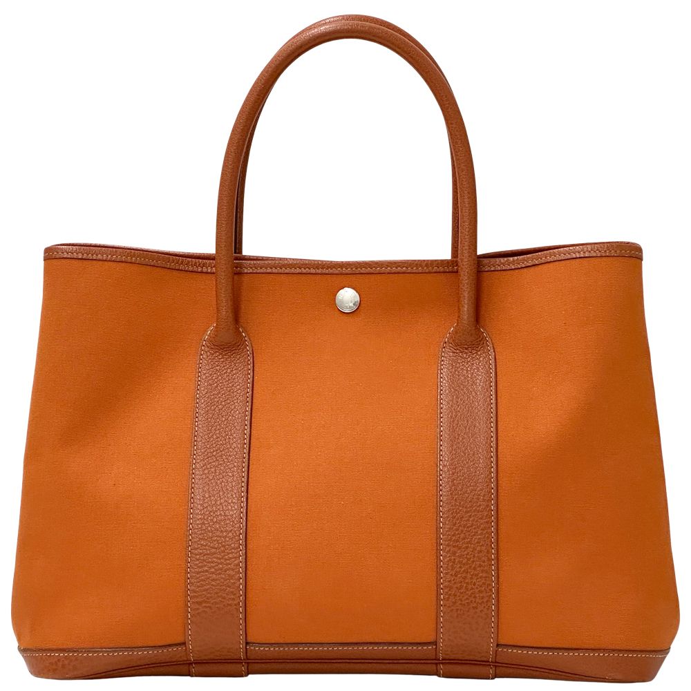 エルメス HERMES バッグ ガーデンパーティPM レディース ブランド トートバッグ トワルオフィシエ レザー ポティロン シルバー金具 オレンジ □I刻印 2005年製 A4 シンプル 【中古】