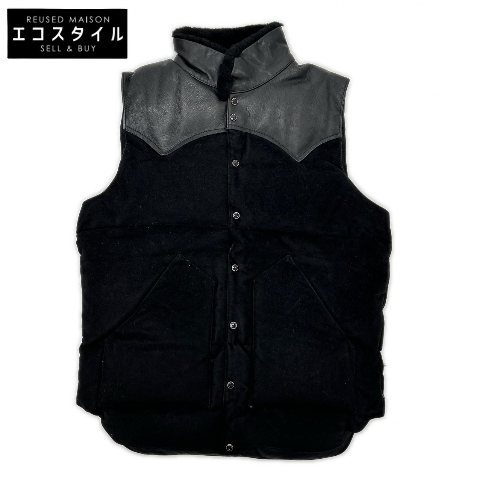 Rocky Mountain Featherbed ロッキーマウンテンフェザーベッド 【BEAUTY&YOUTH別注】ブラック カウレザー×シープスキンスエード ダウンベスト 40