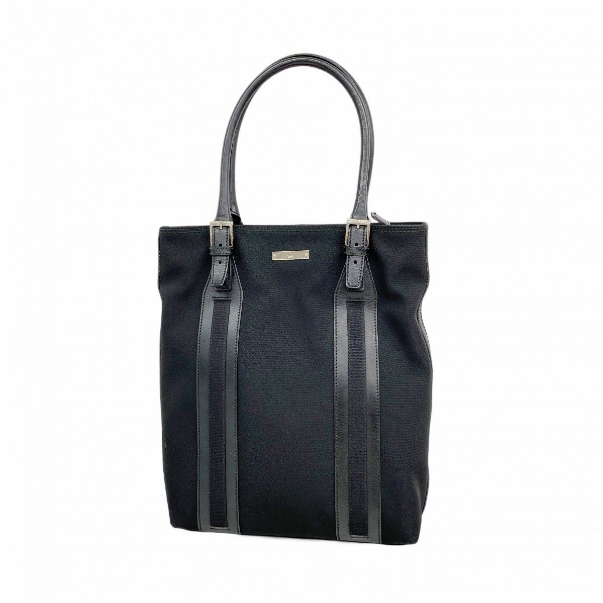 【6ee6023-k】グッチ トートバッグ 019 0451 ナイロン ブラック シルバー金具【中古】レディース