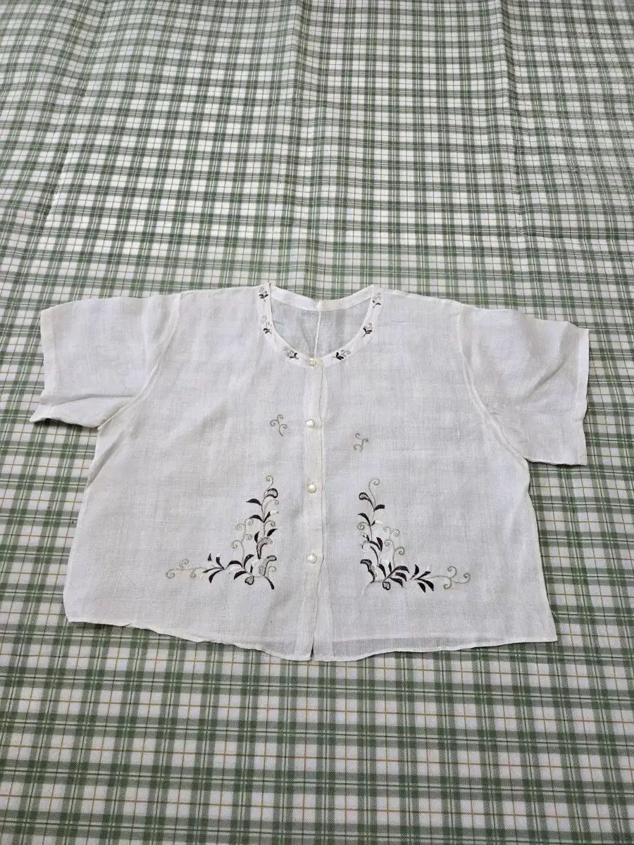 21ㅡリネン 麻 刺繍 シャツㅡ77