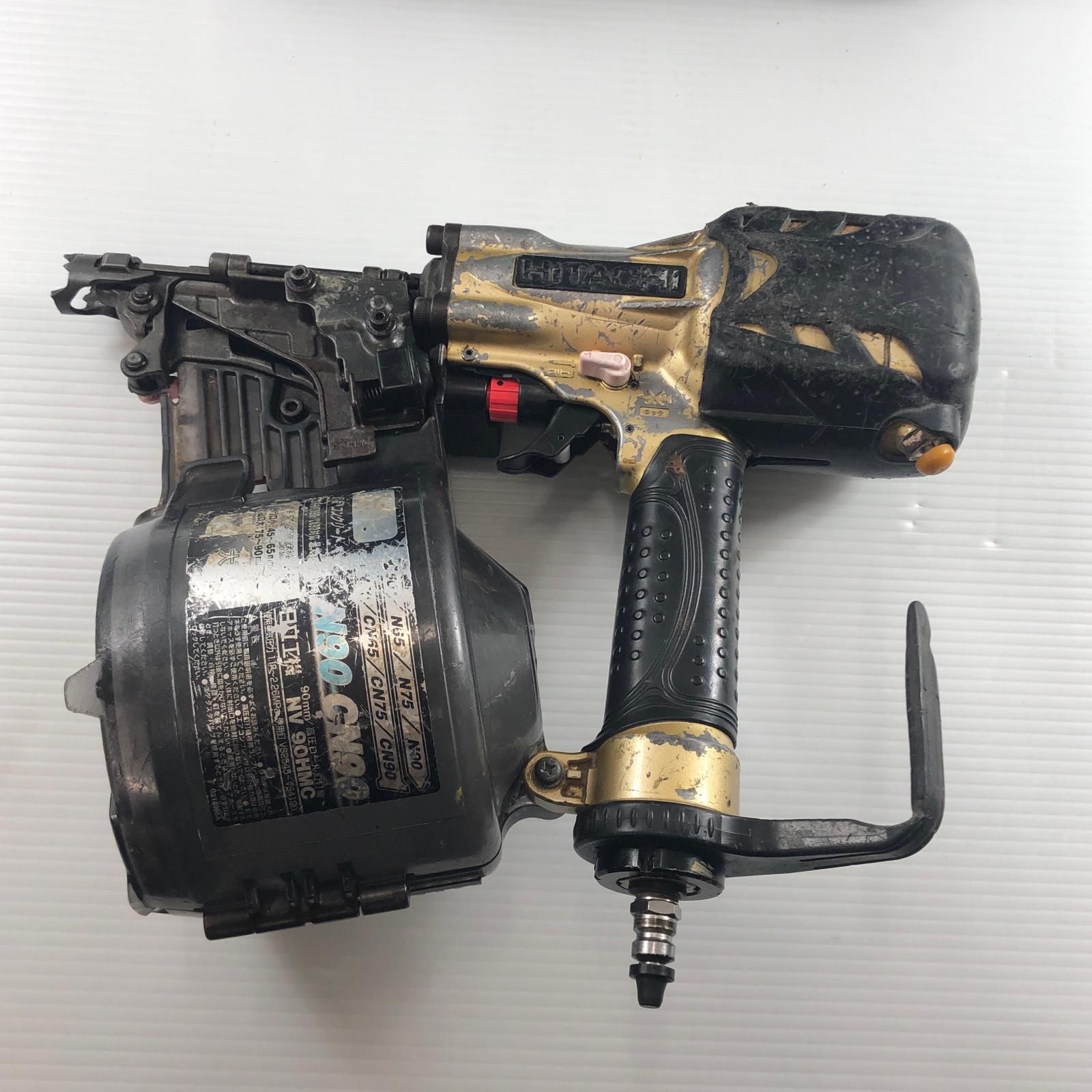 HITACHI 日立 エアネイラ 高圧 キズ・ハガレ有 NV90HMC ゴールド