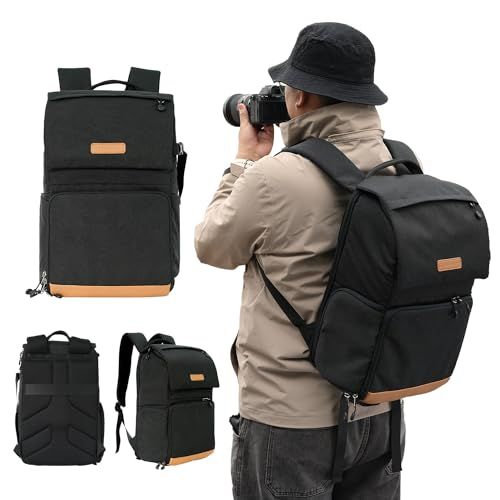 K&F Concept カメラバッグ カメラ用バックパック カメラリュック 22L 大容量 おしゃれ 2気室 カメラリュックサック サイドアクセス レインカバー付き カメラケース 一眼レフ/16インチPC/三脚収納可 旅行/出張/アウトドア撮 03ad25c4