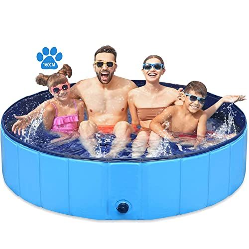 プール 折りたたみ式 子供 ペット ガーデン用 空気入れ不要 バスグッズ ボールプール水抜栓付 水を入れるだけ簡単設営 収納便利 持ち運び便利 (160*30cm,ブルー)e 2269a9c4