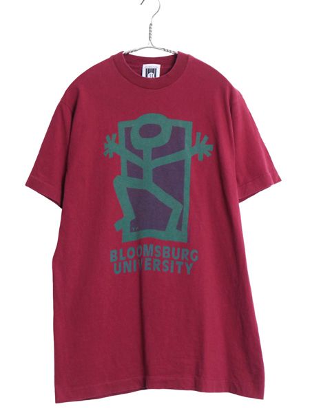 90s USA製 カレッジ アート イラスト プリント Tシャツ メンズ M / オールド グラフィック ヘビーウェイト シングルステッチ バーガンディ