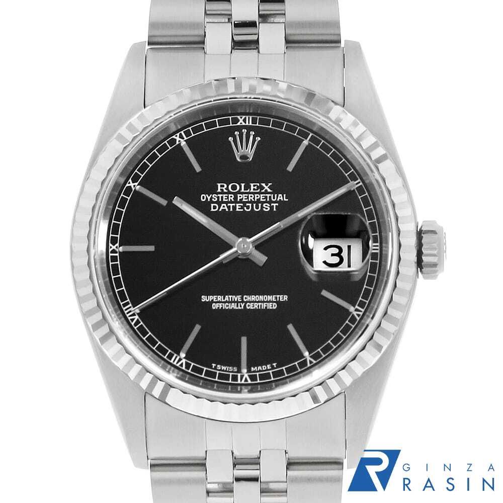 ロレックス デイトジャスト 16234 ブラック バー X番 中古 メンズ