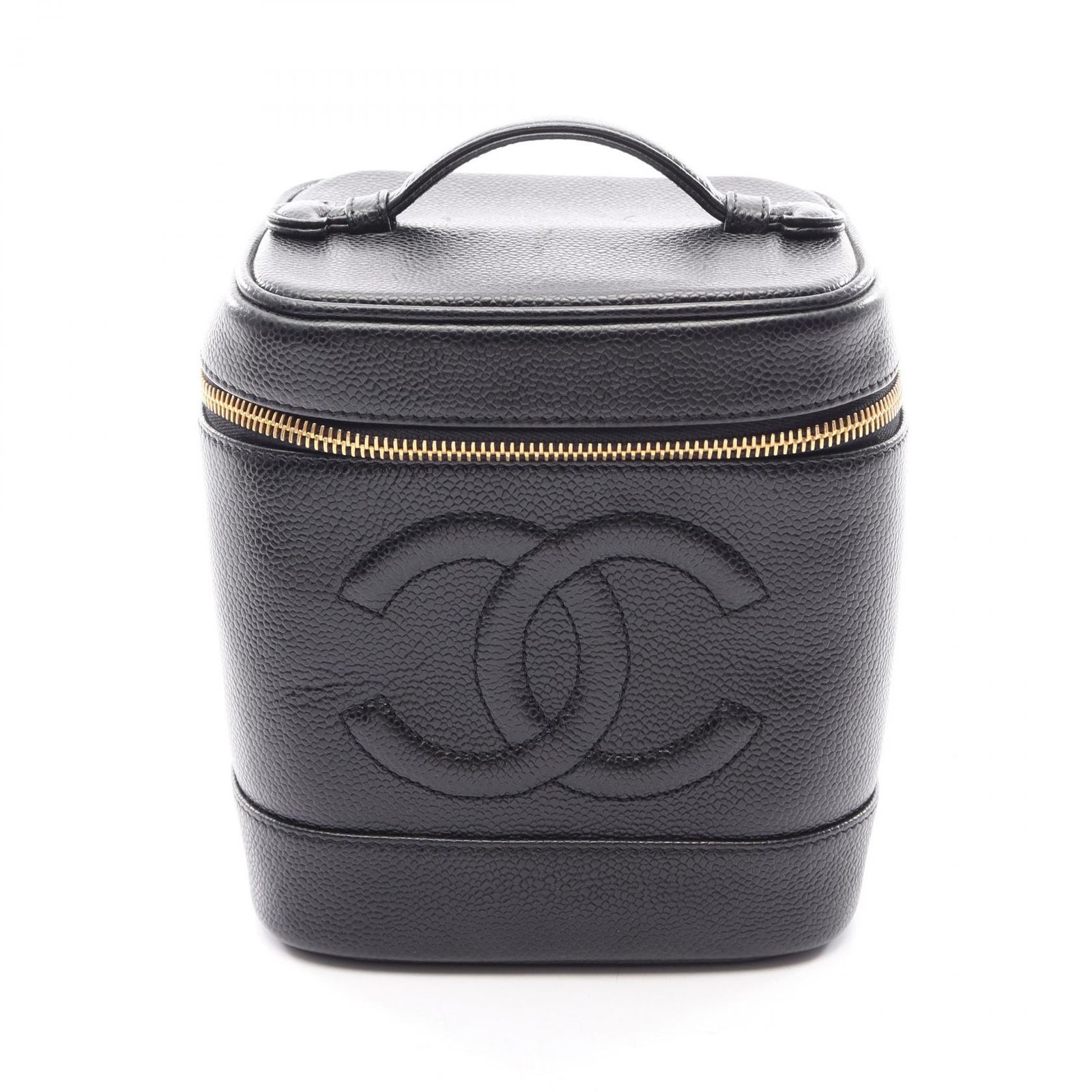 シャネル CHANEL ハンドバッグ ココマーク A01998 ブラック キャビアスキン(グレインドカーフ) ココマーク 縦型バニティ レディース Used A