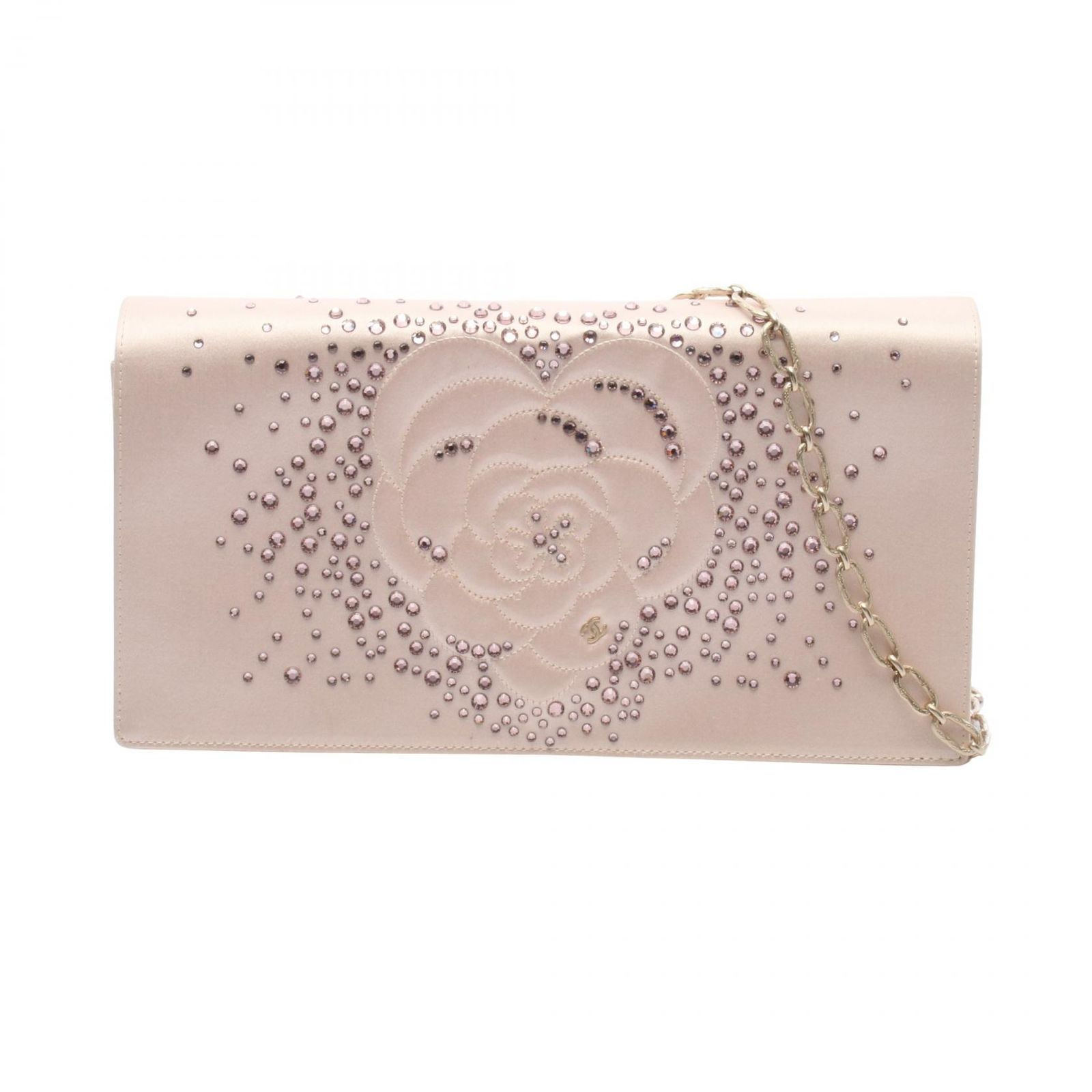 シャネル CHANEL ショルダーバッグ カメリア ココマーク ライトピンク ファブリック カメリア チェーンクラッチ レディース Used A
