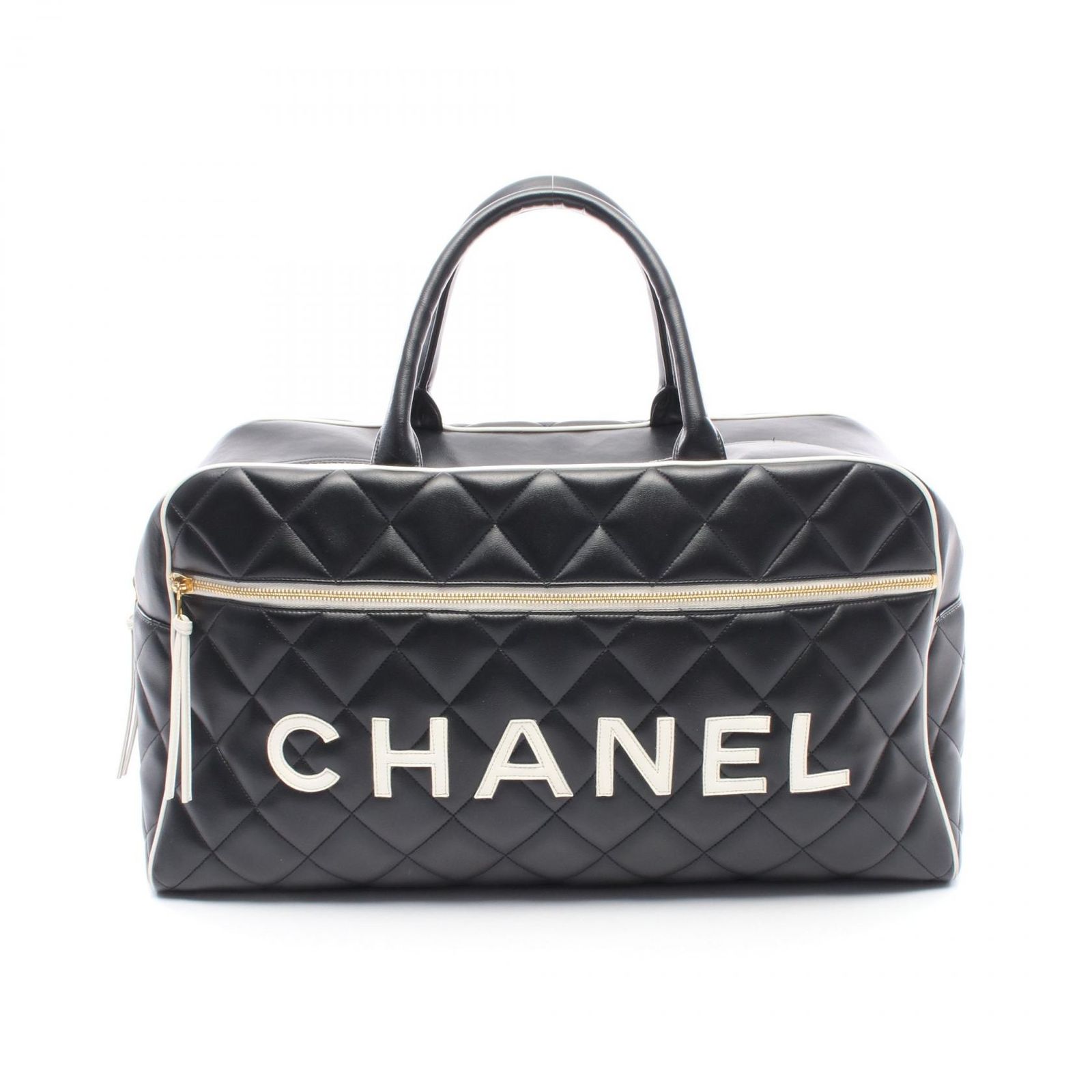 シャネル CHANEL ハンドバッグ マトラッセ ボーリングバッグ ブラック レザー マトラッセ ボーリングバッグ レディース Used A