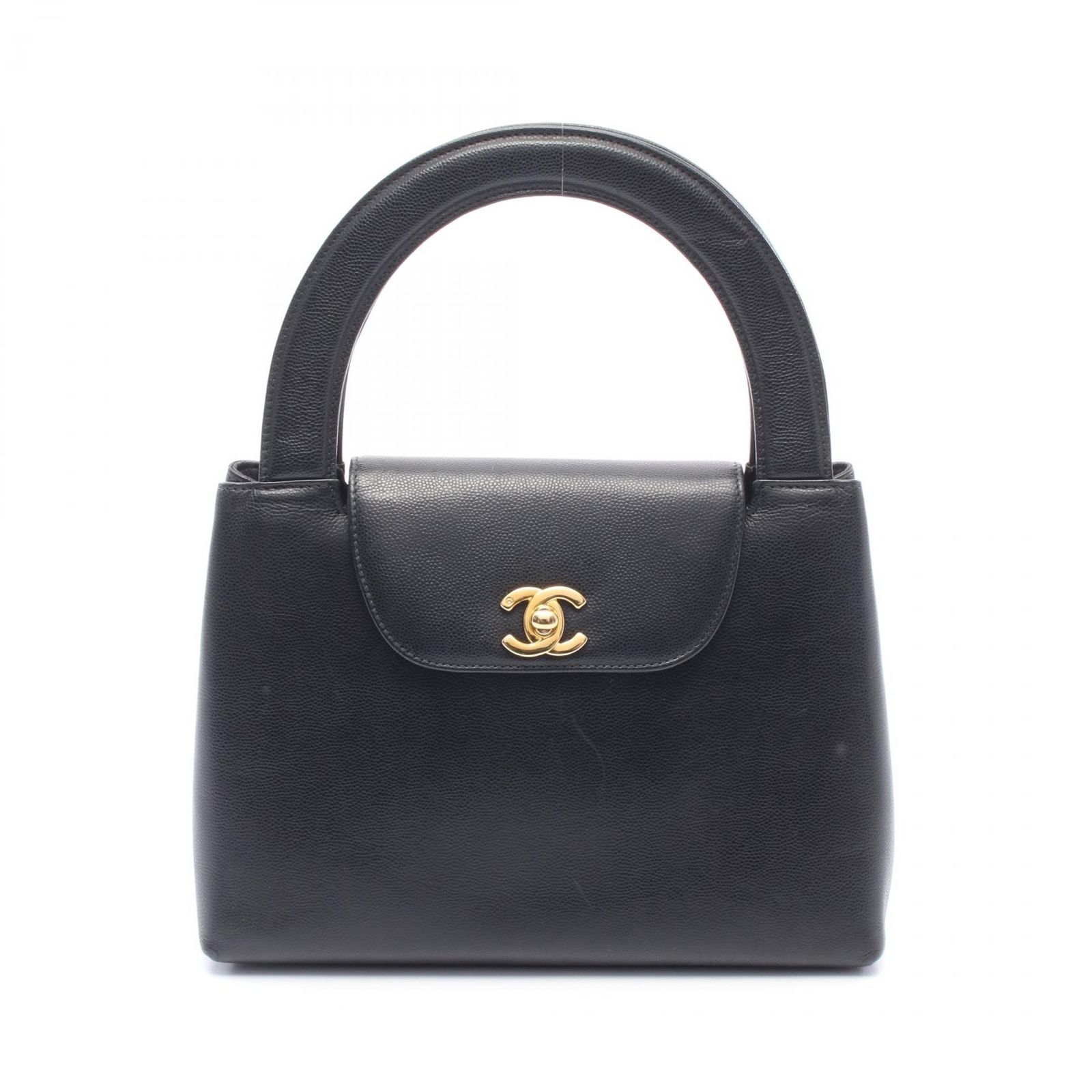 シャネル CHANEL ハンドバッグ ターンロック ブラック キャビアスキン(グレインドカーフ) トーンロック ハンドバッグ レディース Used A