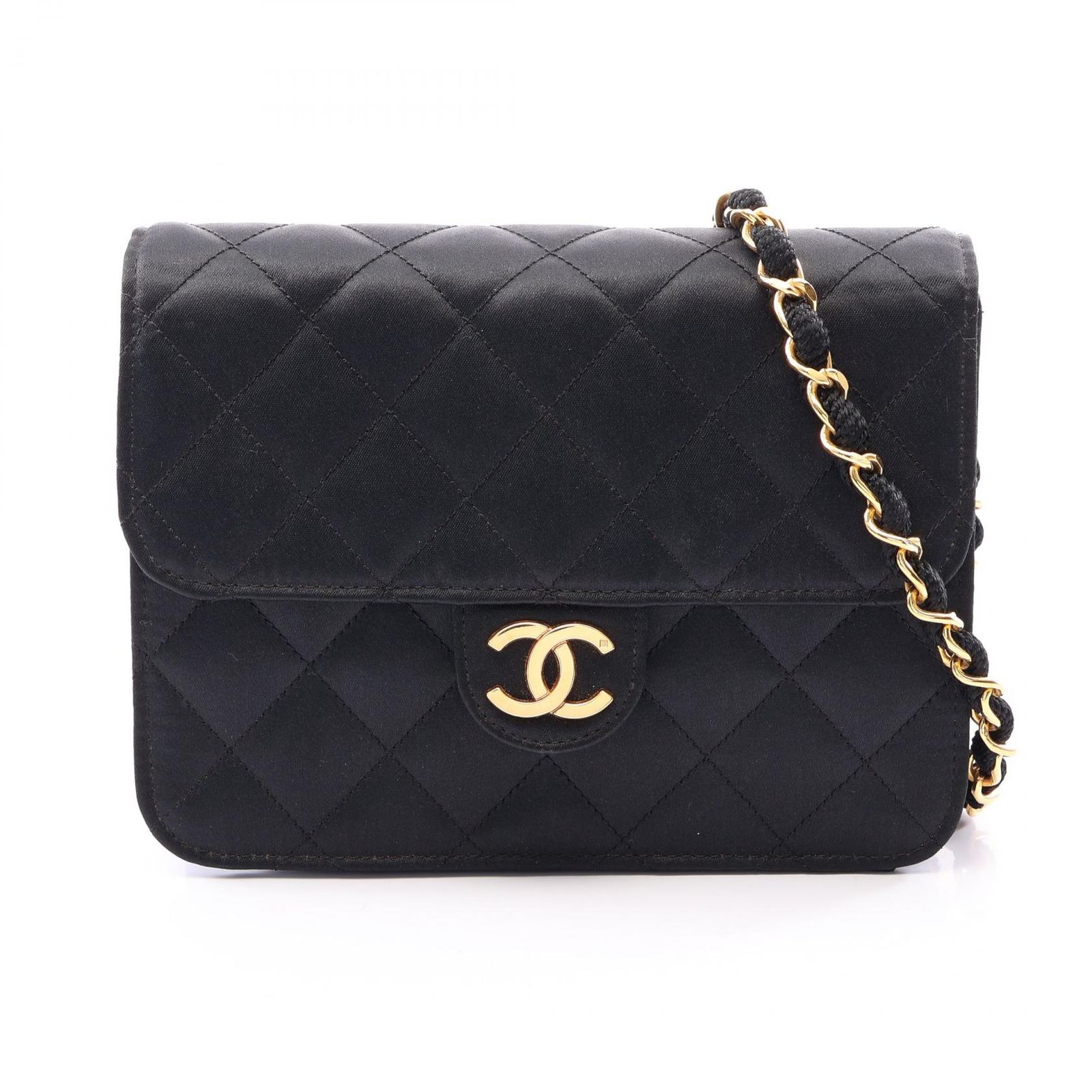 シャネル CHANEL ショルダーバッグ マトラッセ ブラック ファブリック マトラッセ ミニ チェーンショルダー レディース Used A
