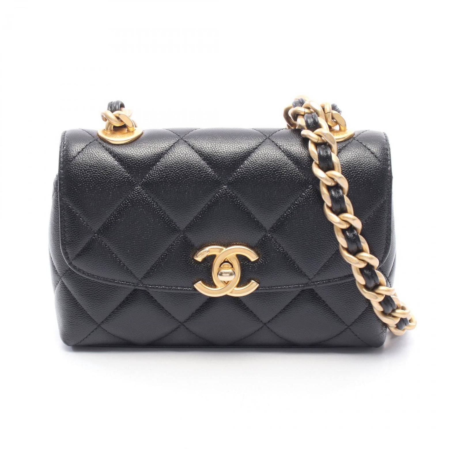 シャネル CHANEL ショルダーバッグ マトラッセ スモールフラップ ブラック キャビアスキン(グレインドカーフ) マトラッセ スモールフラップ チェーンショルダー