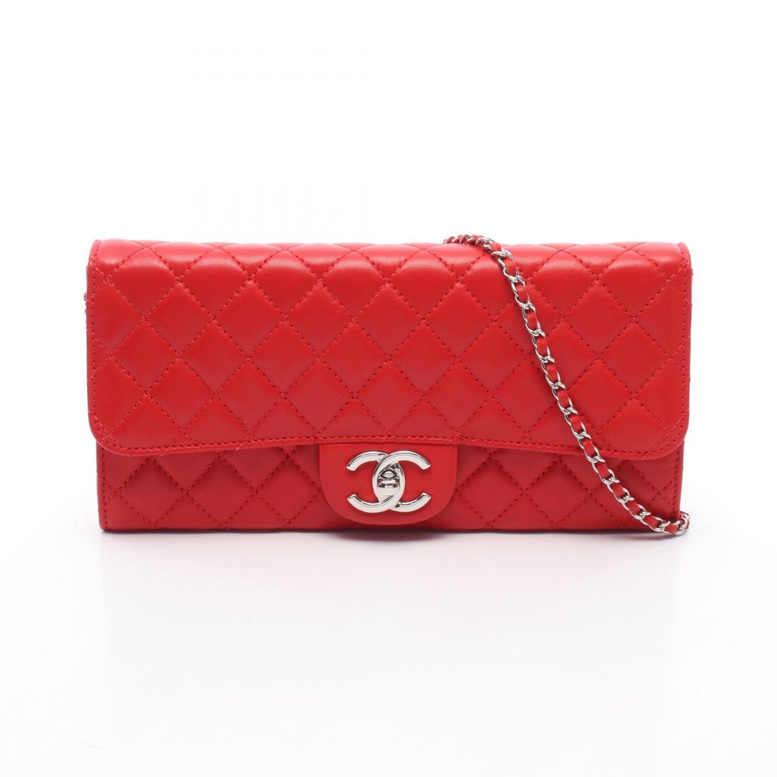 シャネル CHANEL ショルダーバッグ マトラッセ レッド ラムスキン（羊革） マトラッセ チェーンウォレット レディース Used A