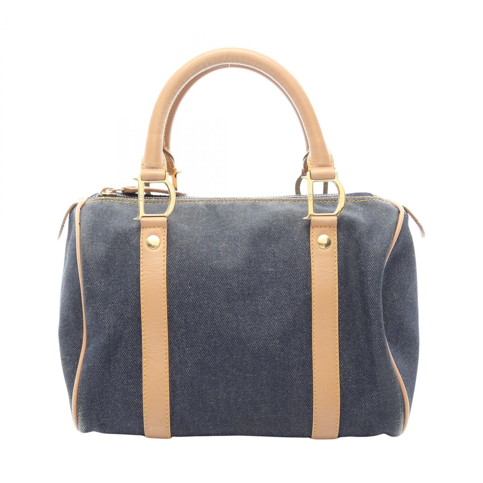 ディオール Dior ハンドバッグ ミニボストン ブルー デニム レザー 