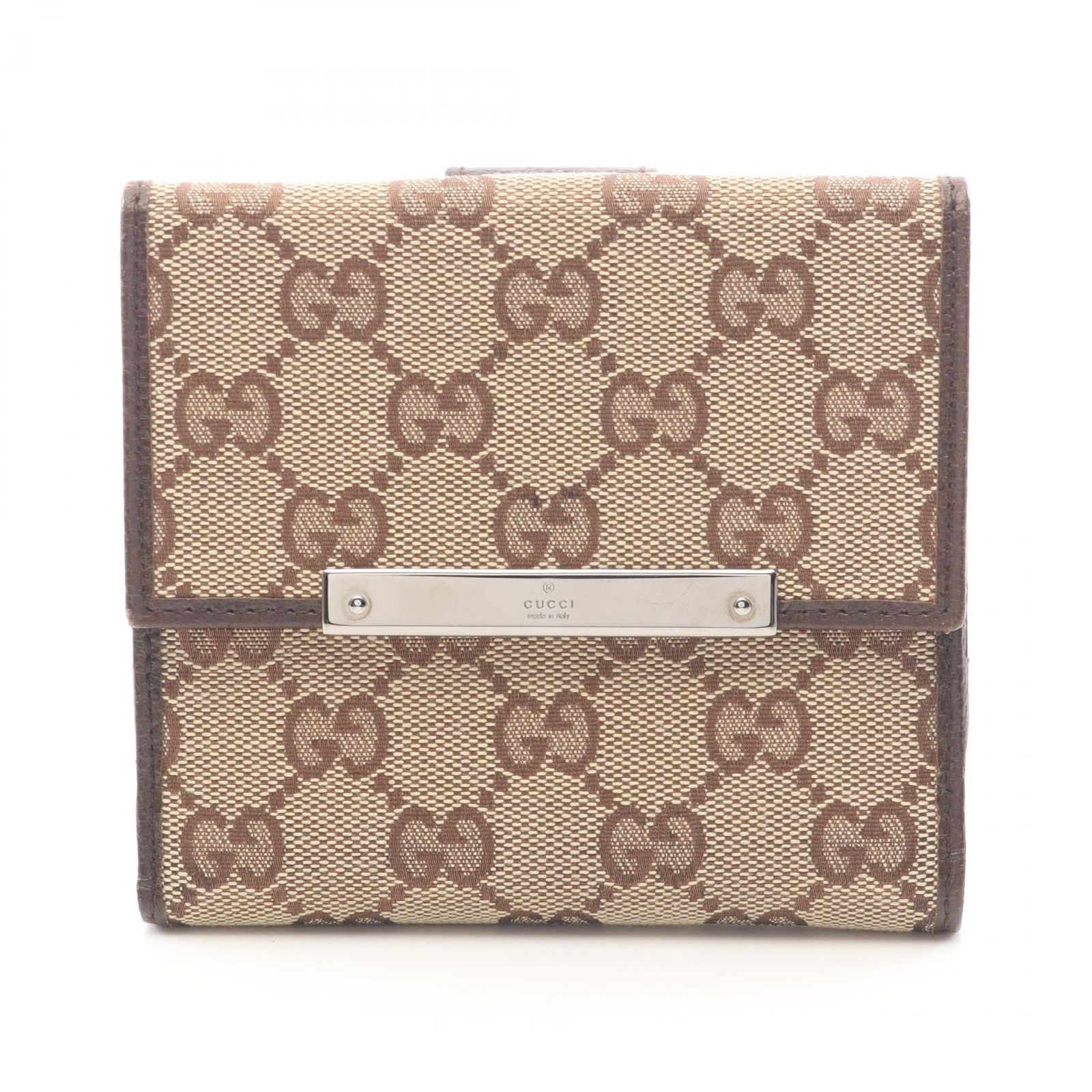 グッチ GUCCI Wホック財布 GGキャンバス 112664 ベージュ キャンバス レザー 二つ折財布 レディース Used A