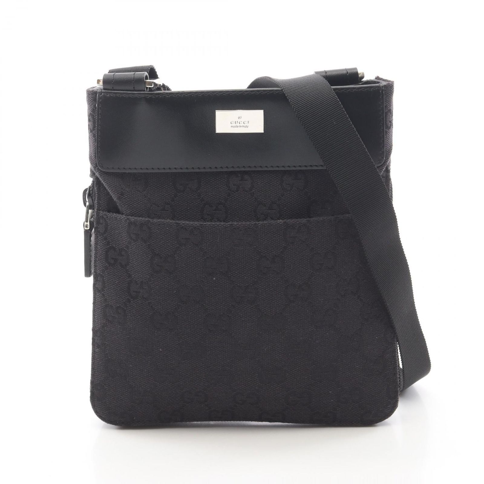 グッチ GUCCI ショルダーバッグ GGキャンバス 019･0349 ブラック キャンバス レザー ショルダーバッグ メンズ Used A
