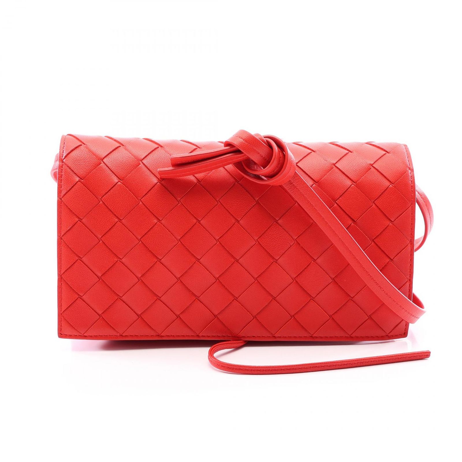 ボッテガヴェネタ BOTTEGA VENETA ショルダーバッグ イントレチャート 630547 レッド レザー イントレチャート ミニバッグ レディース Used A