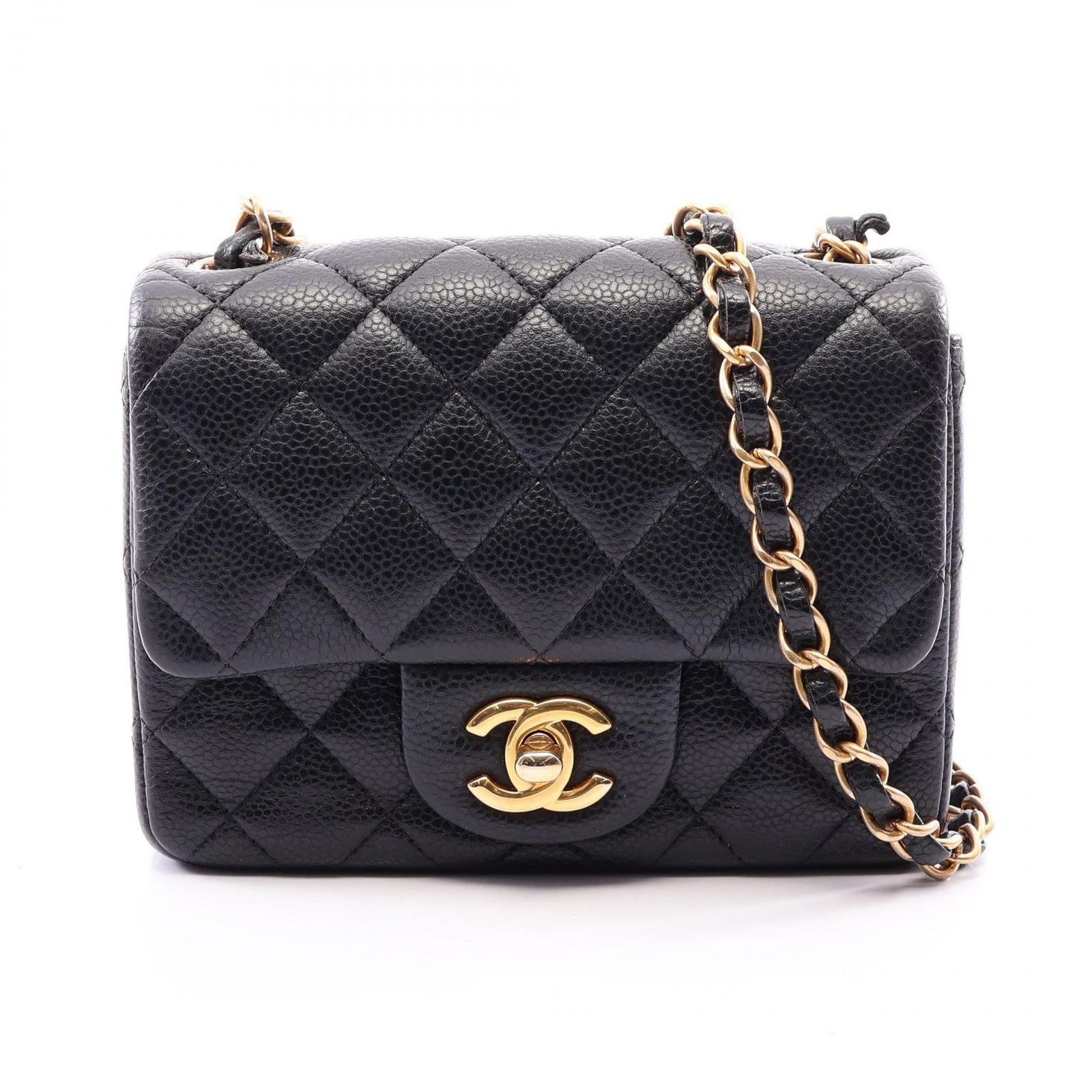 シャネル CHANEL ショルダーバッグ ミニマトラッセ ブラック キャビアスキン(グレインドカーフ) ミニマトラッセ チェーンショルダー レディース Used A