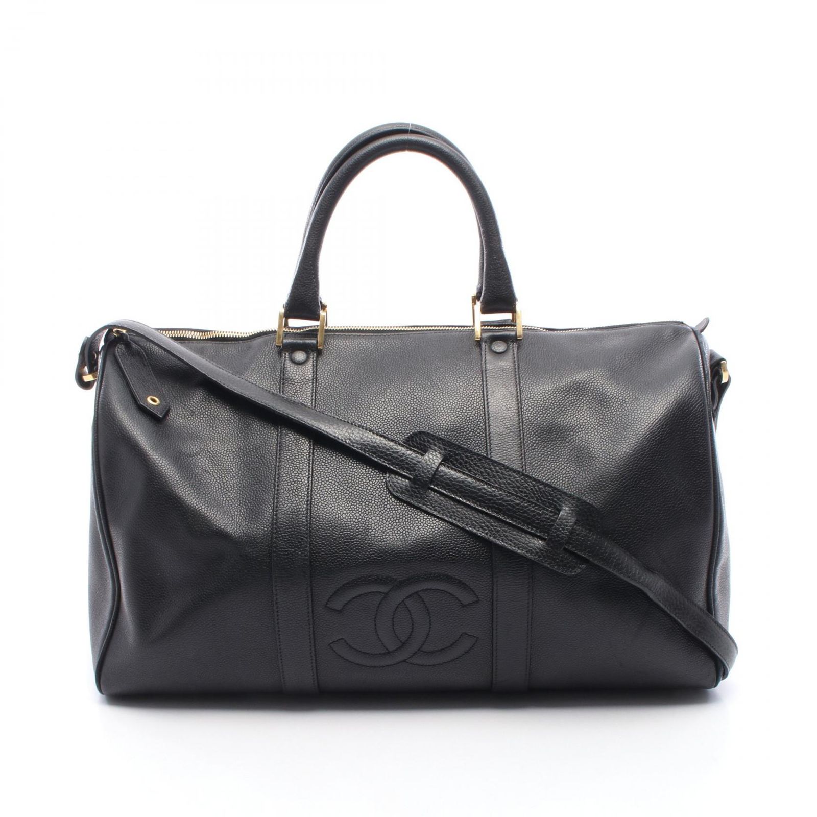 シャネル CHANEL ボストンバッグ ココマーク 2WAY ブラック キャビアスキン(グレインドカーフ) ココマーク ボストンバッグ レディース Used B