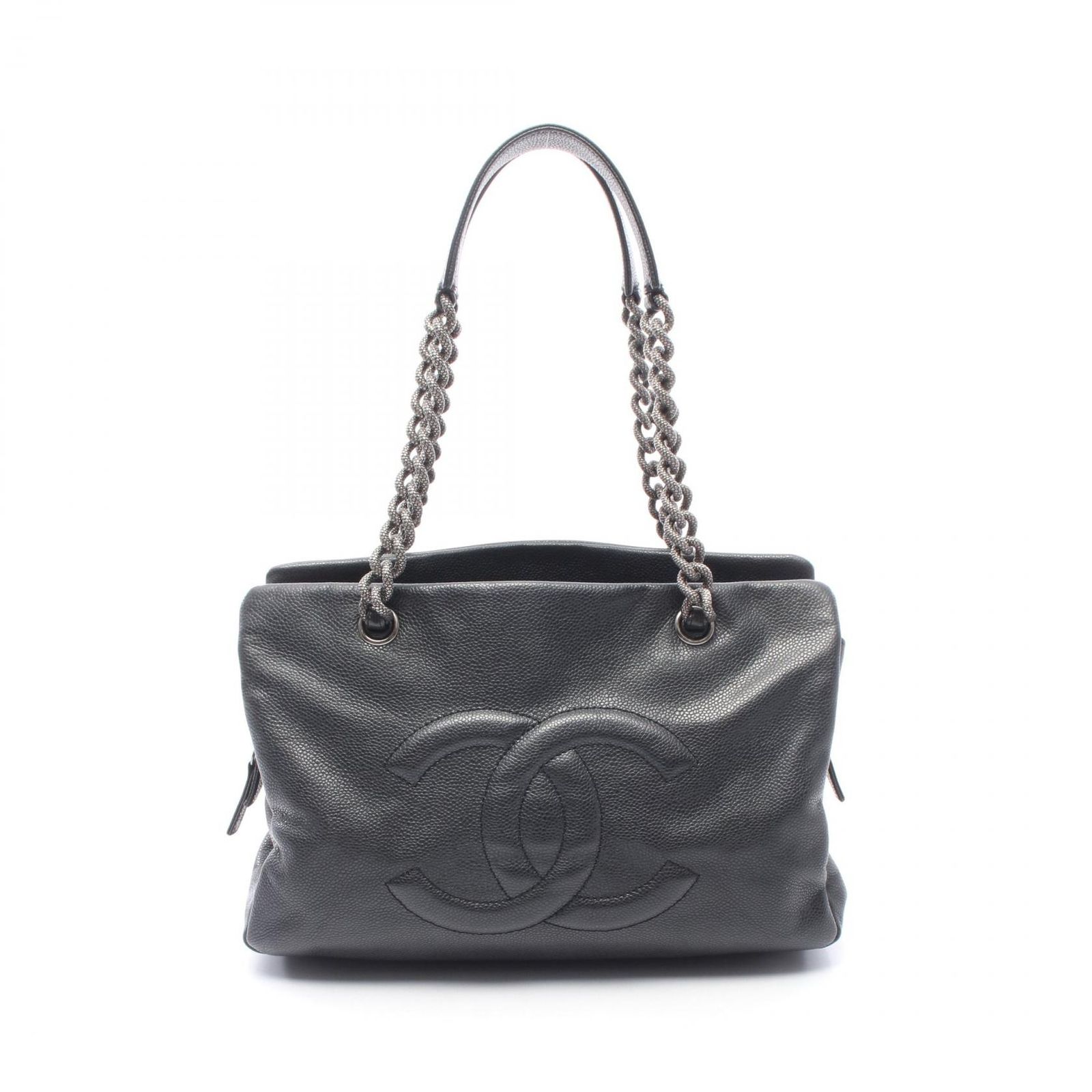 シャネル CHANEL トートバッグ ココマーク ブラック キャビアスキン(グレインドカーフ) ココマーク チェーントート レディース Used A