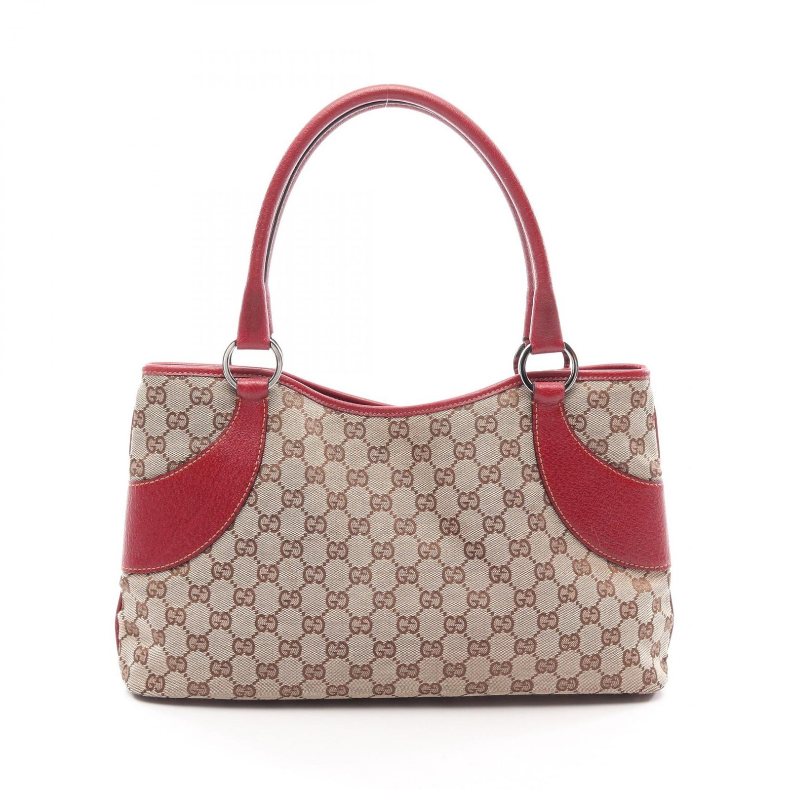 グッチ GUCCI トートバッグ GGキャンバス 113015 ベージュ/レッド キャンバス レザー トートバッグ レディース Used B 41,470円