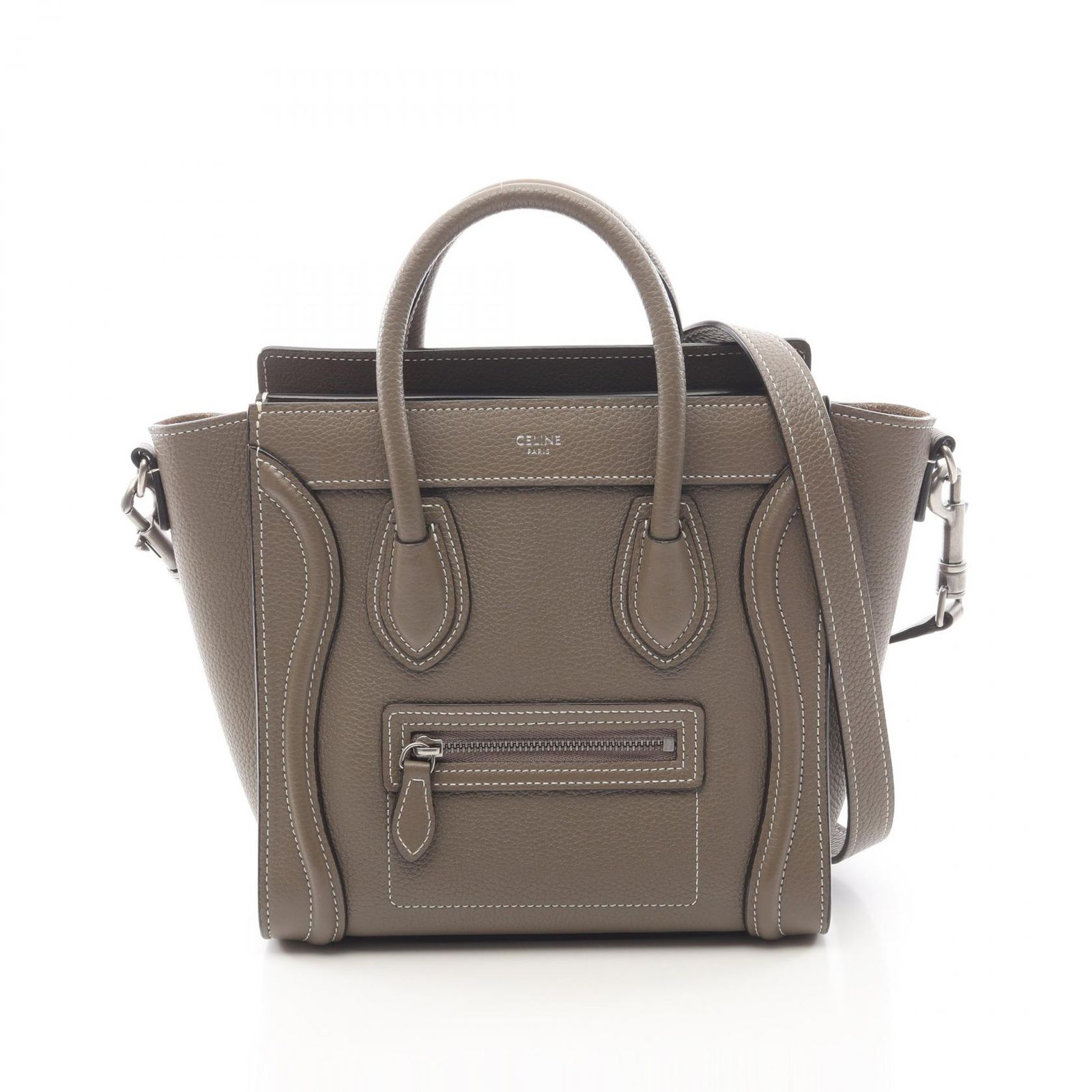 セリーヌ CELINE ハンドバッグ ラゲージ ナノショッパー 2WAY グレージュ レザー ラゲージ ナノ ショッパー レディース Used A