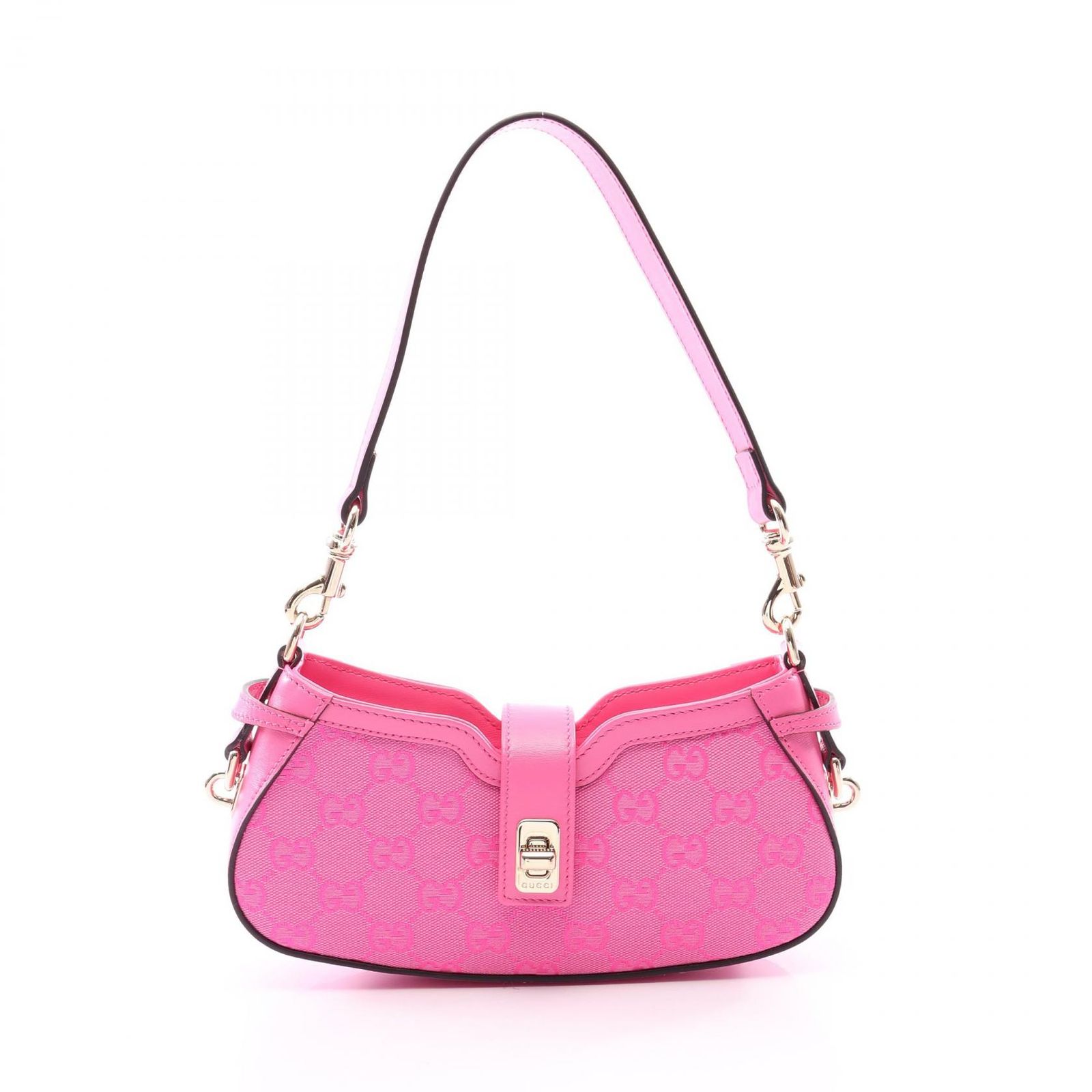 グッチ GUCCI ショルダーバッグ ムーンサイド ミニ GGキャンバス 786035 フューシャピンク キャンバス レザー ムーンサイド ミニ ショルダーバッグ レディース