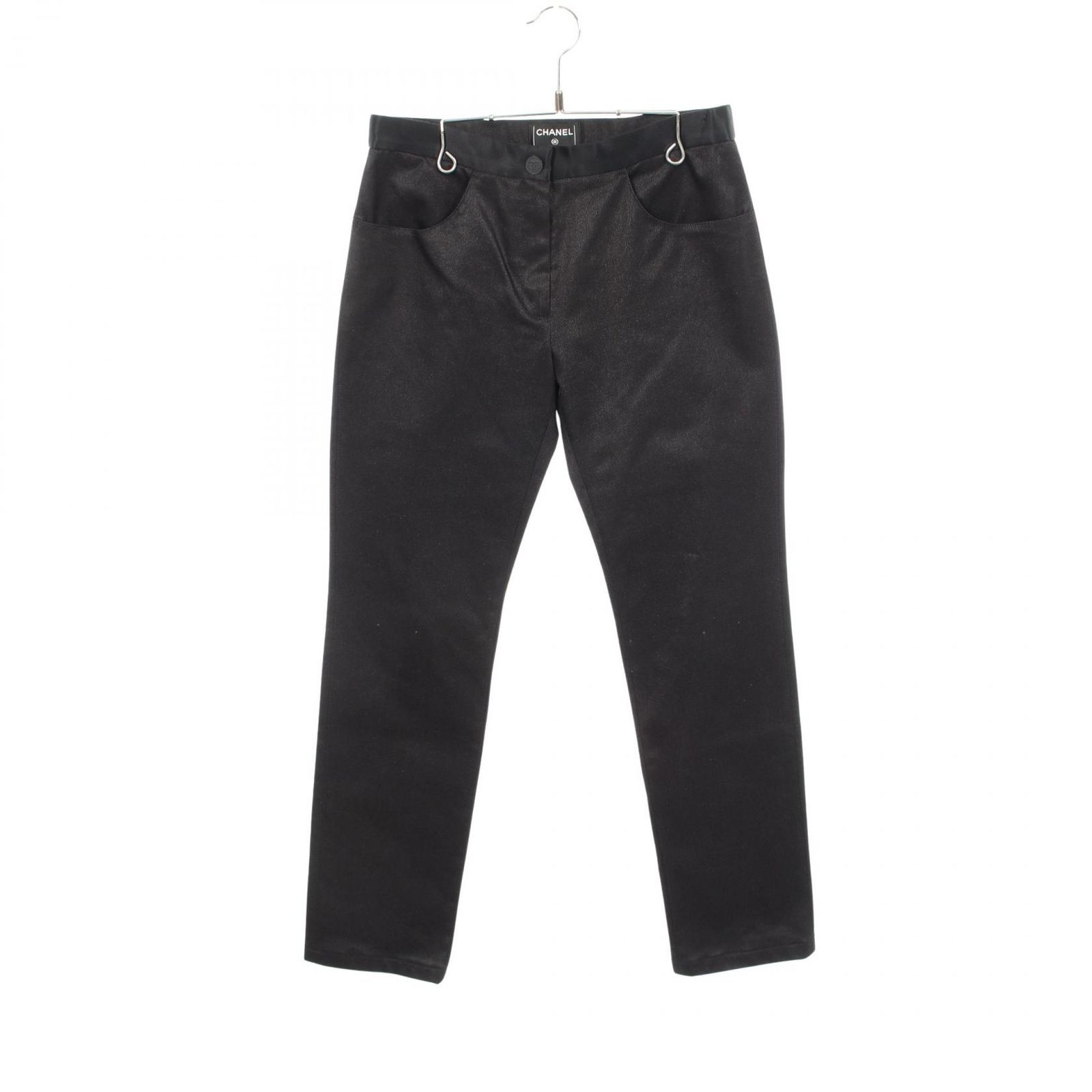 シャネル CHANEL デニムパンツ ココマークボタン P27160V16992 ブラック コットン シルク パンツ 05A レディース Used A