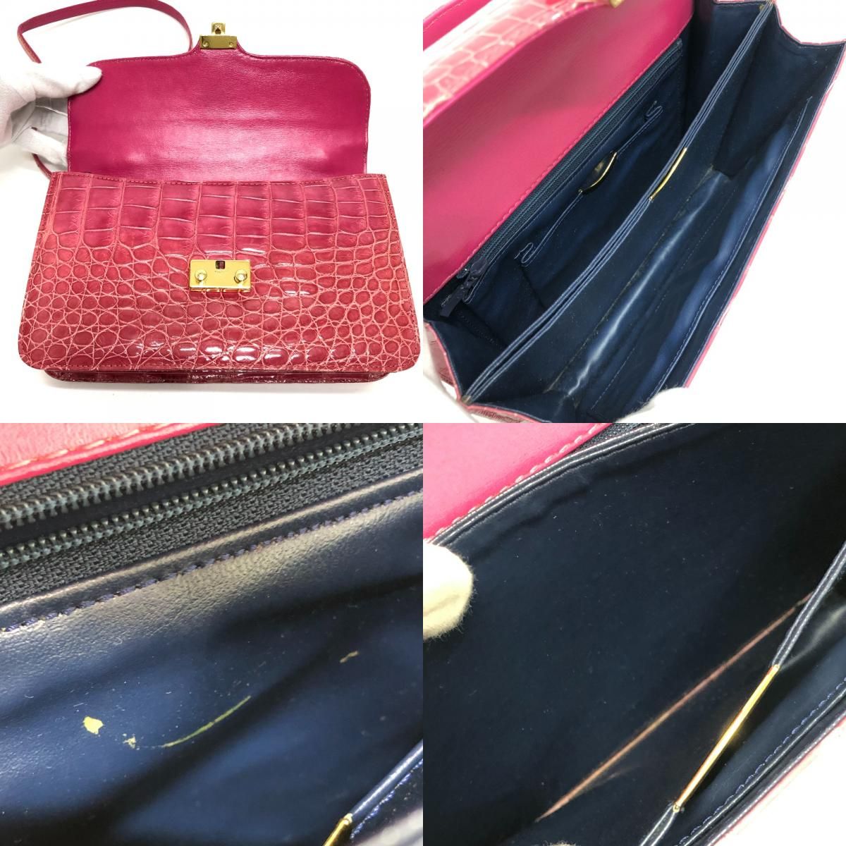 no brand ノーブランド ハンドバッグ スライドロック クロコダイル 