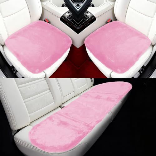 X AUTOHAUX シートクッション 自動車 軽自動車 キャンバス N BOX等適用 汎用 運転席 助手席 後部座席 3枚セット 座布団 丸洗い 可愛い おしゃれ シートカバー ふわふわ もこもこ ピンクas c12178bf