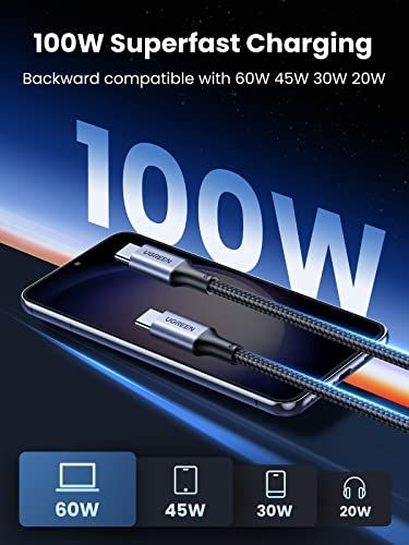☆新品☆UGREEN USB Type CケーブルPD対応100W/5A 超急速充電USB C to USB C 断線防止 iPhone 15、MacBook Pro、Matebook、iPad、Xperia、Galaxy等Type-c機種対 04104018 ☆新品☆UGREEN USB Type CケーブルPD対応100W/5A 超急速充電USB C to USB C 断線防止 iPhone 15、MacBook Pro、Matebook、iPad、Xperia、Galaxy等Type-c機種対 04104018