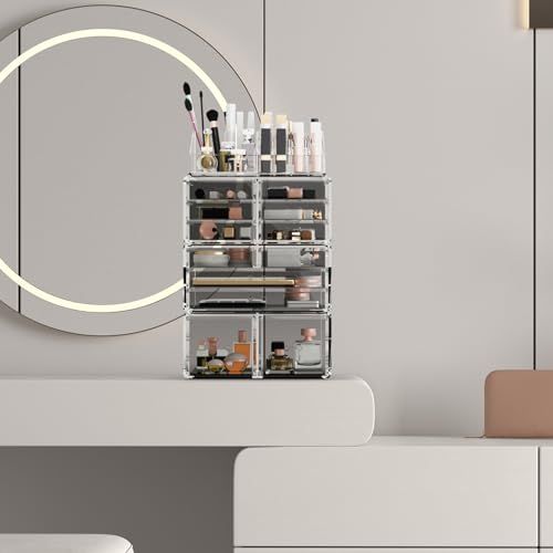 ☆新品☆Readaeer 化粧品収納ボックス コスメ収納 特大容量 メイクケース メイクボックス メイク収納ケース 化粧品入れ 4段 (クリア) 1919ea80