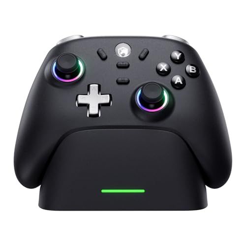 ☆新品☆ECHTPower PC コントローラー 充電ドック付き 無線/有線接続 2.4Gレシバー付き ホール効果スティック RGBライト 1000Hz ポーリングレート TURBO連射 振動調整 800mAhバッテリー PC/Steam/S eb3b98a8