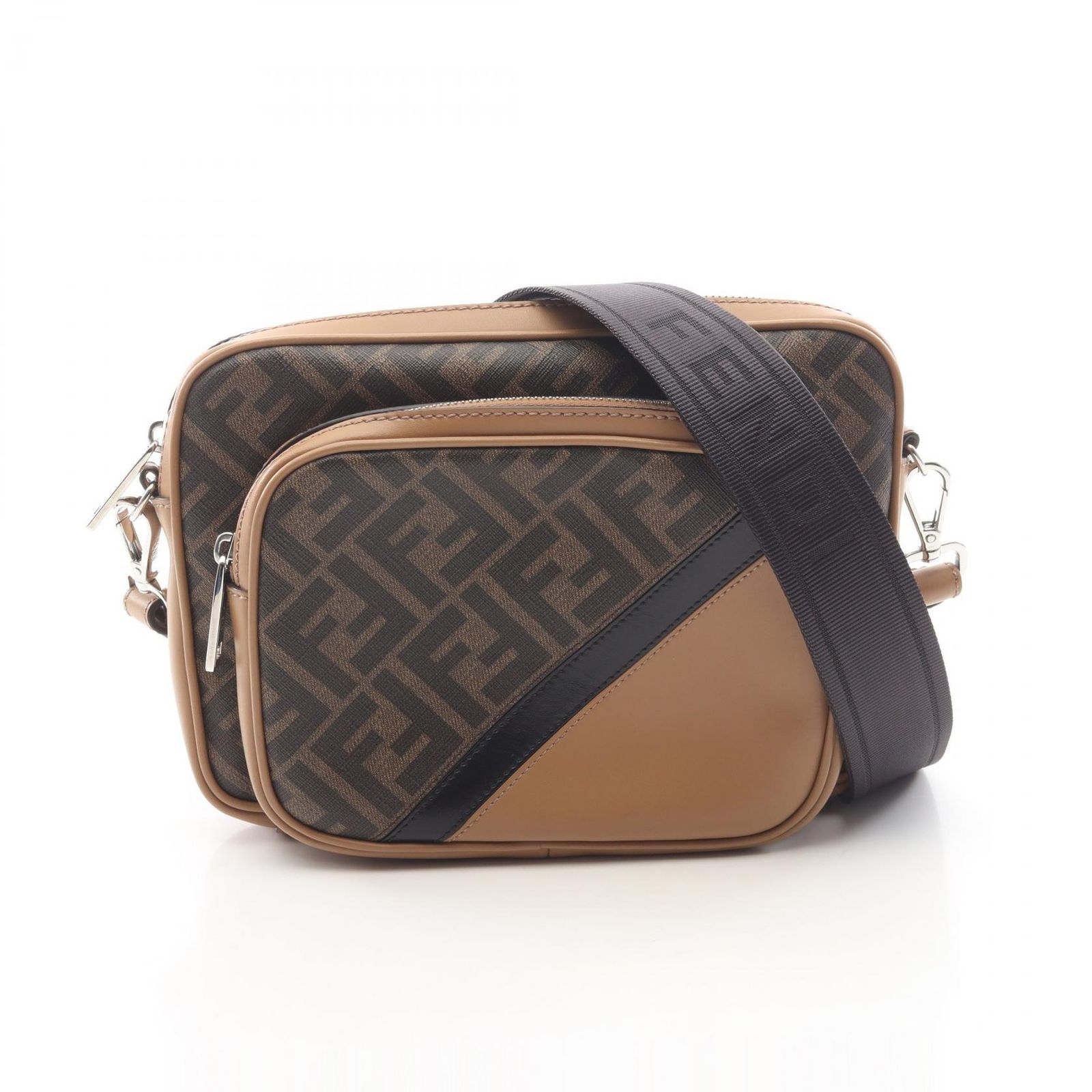 フェンディ FENDI ショルダーバッグ シャドウ ダイアゴナル デュオ ズッカ カメラバッグ 7VA607 ダークブラウン/ベージュ PVCコーティングキャンバス レザー ダイアゴナル デュオ カメラバッグ 87,340円