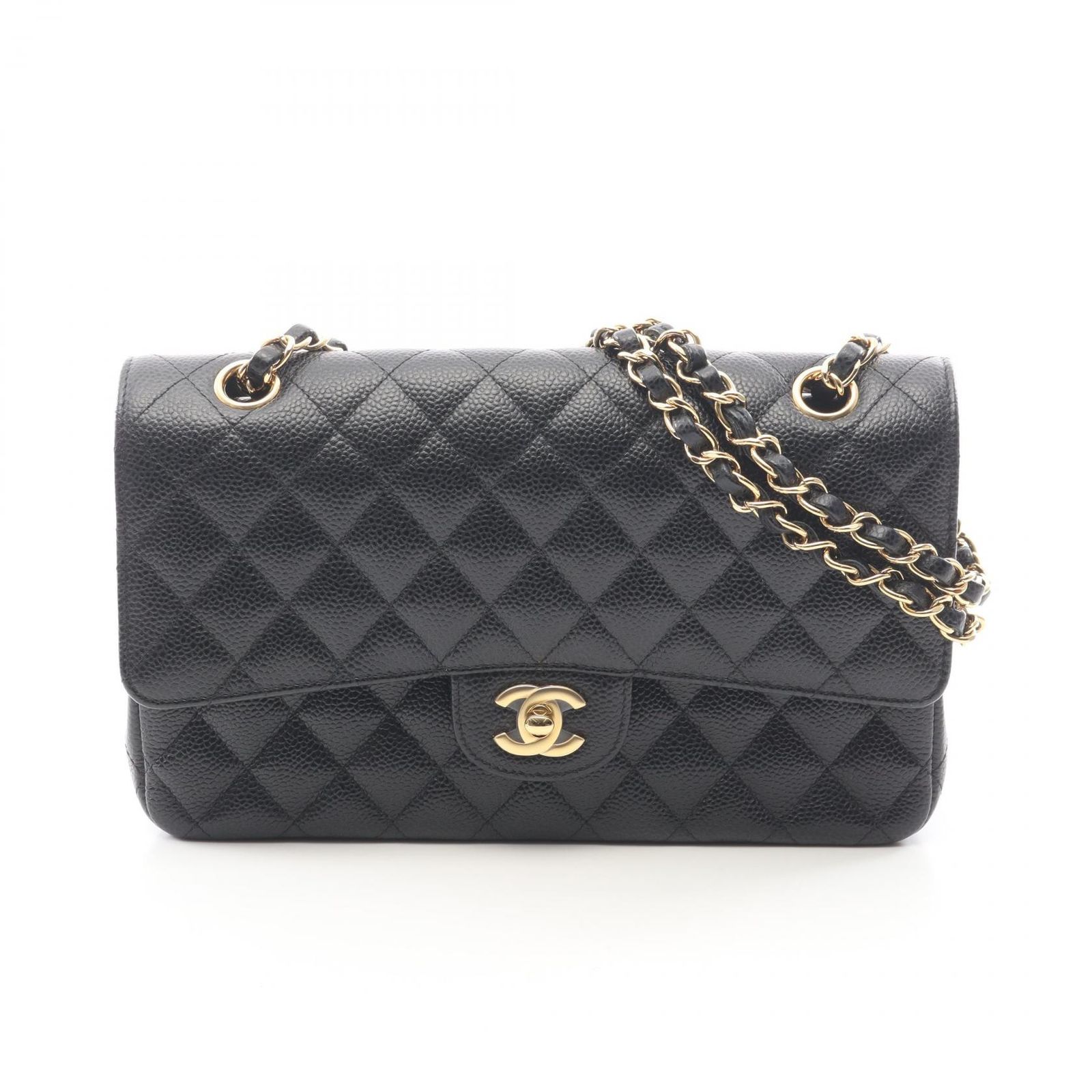 シャネル CHANEL ショルダーバッグ マトラッセ Wフラップ A01112 ブラック カーフ（牛革） マトラッセ ダブルフラップ チェーンショルダー レディース Used A 556,320円