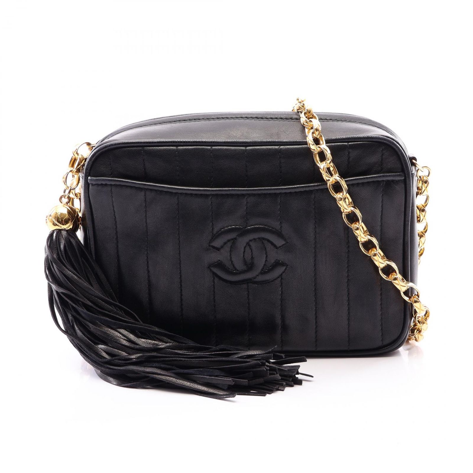 シャネル CHANEL ショルダーバッグ マドモアゼル タッセル ブラック ラムスキン（羊革） マドモアゼル フリンジ ミニ チェーンショルダー レディース Used A