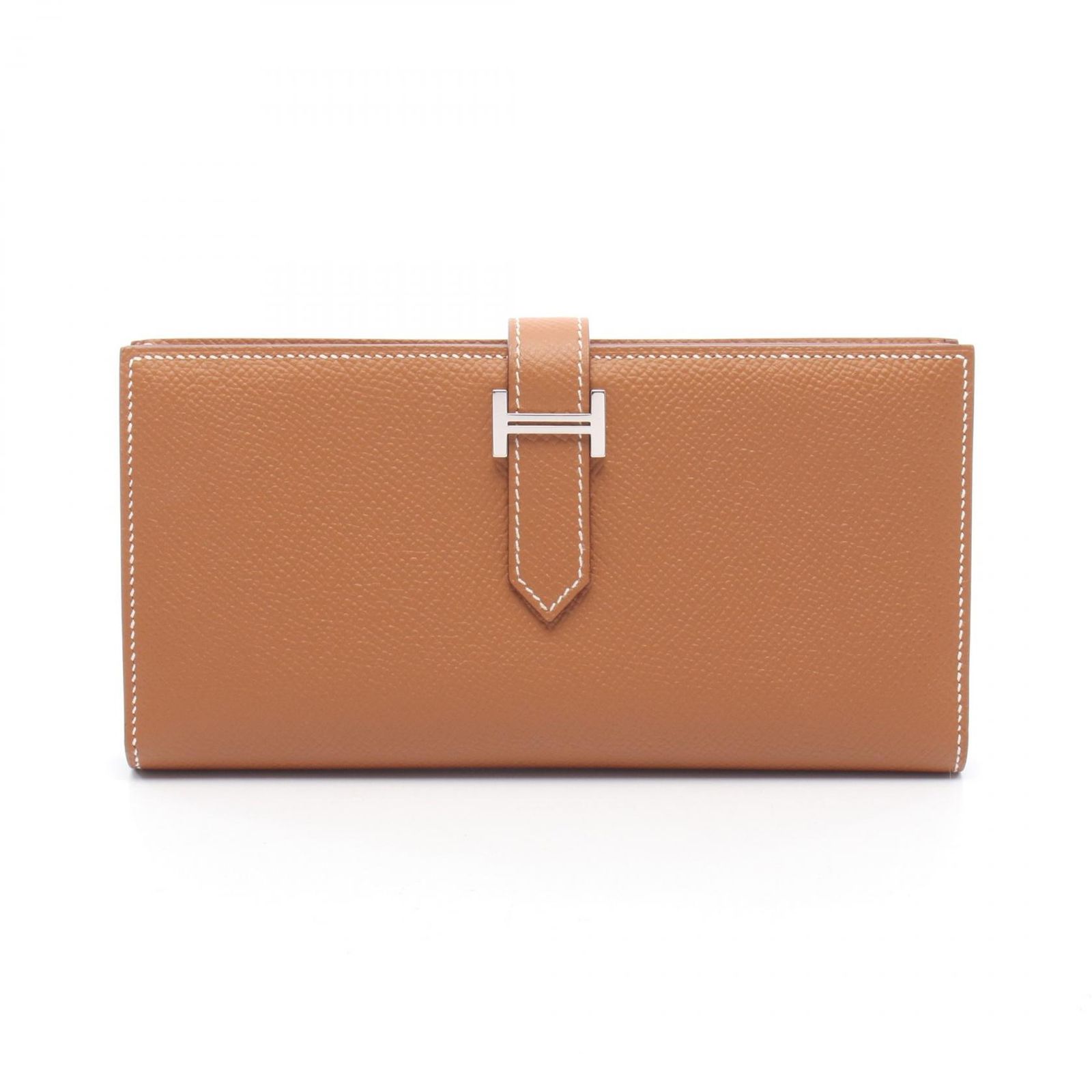 エルメス HERMES 二つ折り長財布 ベアンスフレ ゴールド レザー カーフ（牛革） ベアンスフレ ゴールド レディース Used A