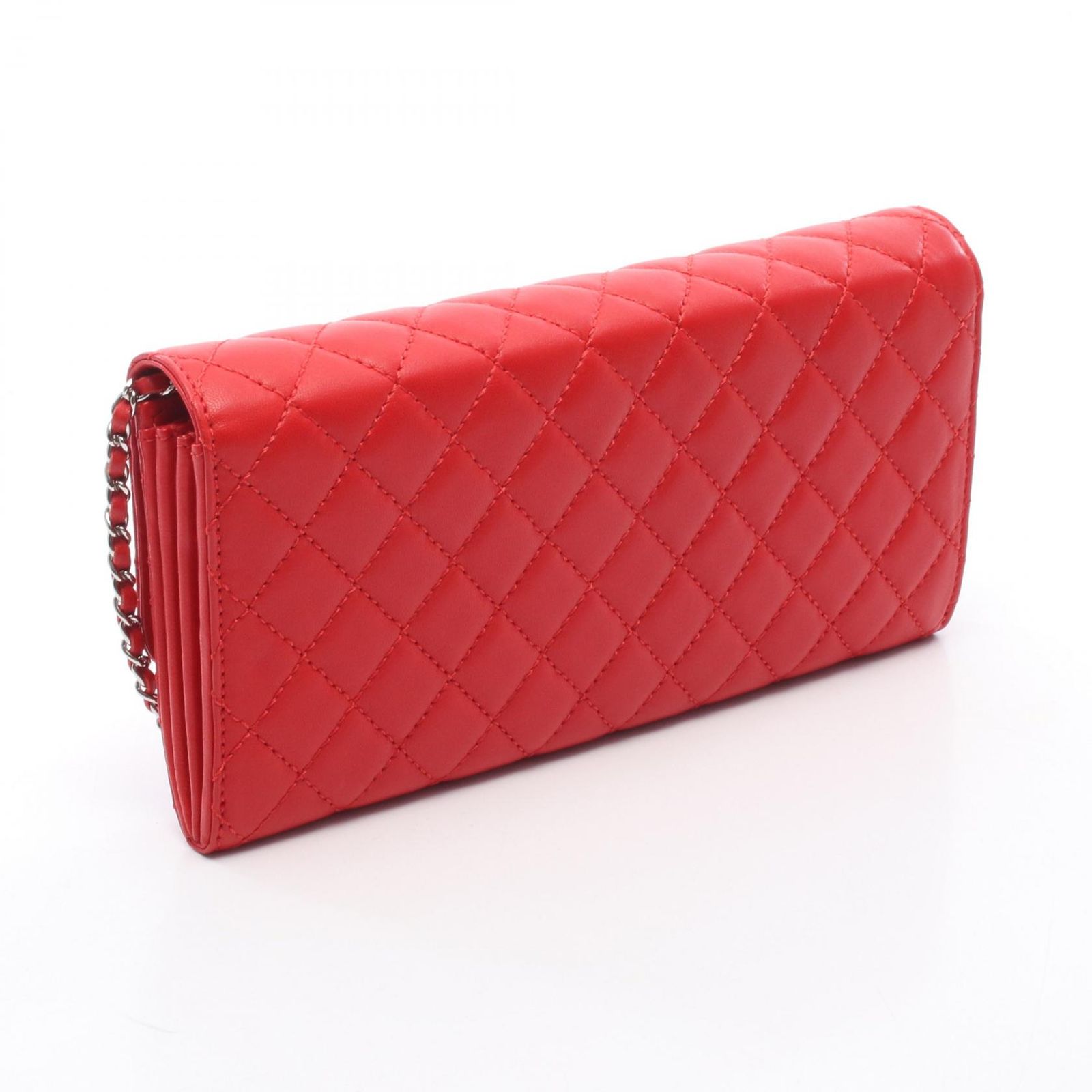 シャネル CHANEL ショルダーバッグ マトラッセ レッド ラムスキン（羊 