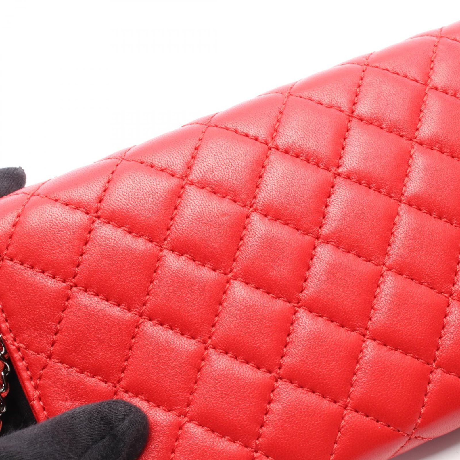 シャネル CHANEL ショルダーバッグ マトラッセ レッド ラムスキン（羊 