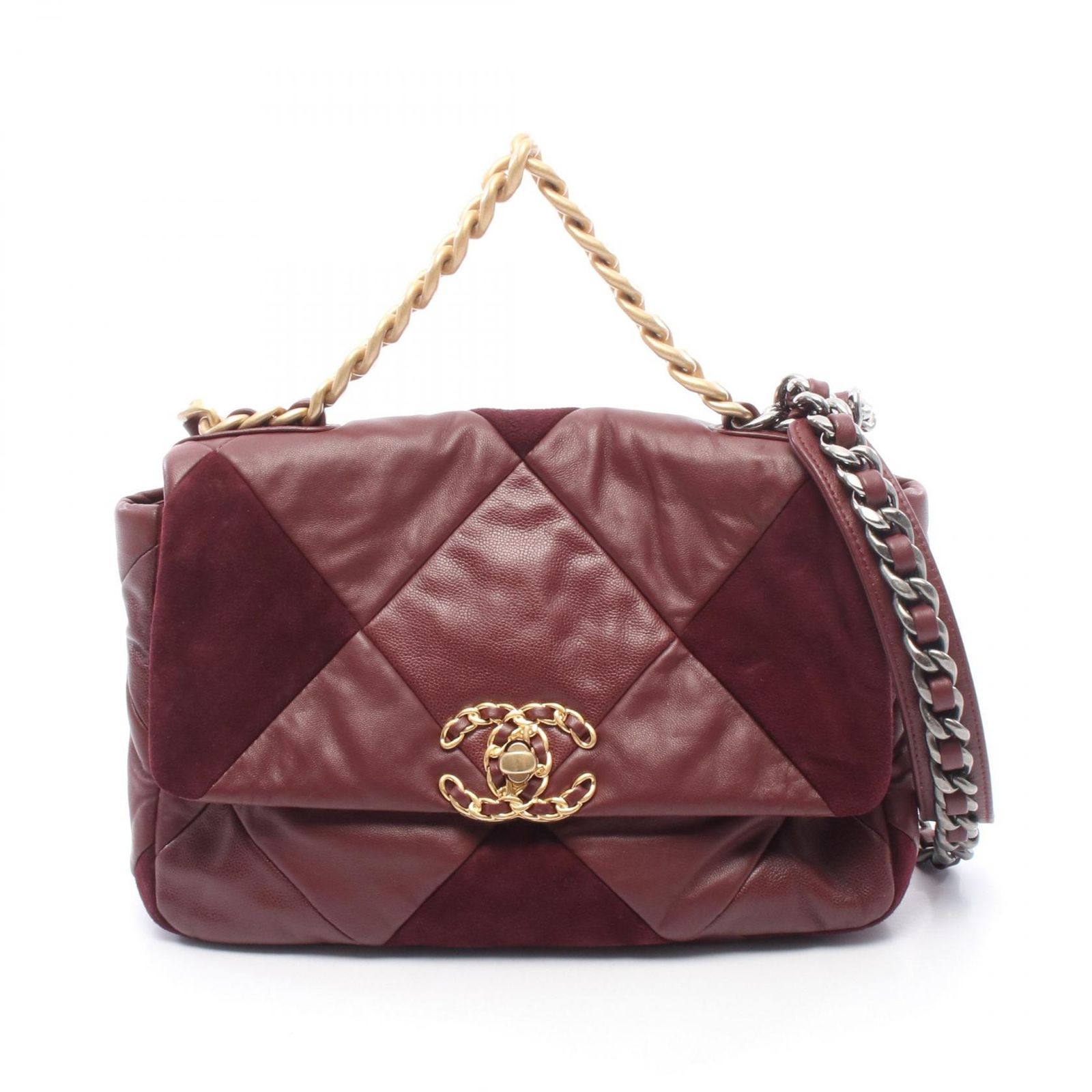 シャネル CHANEL ショルダーバッグ 19 ディズヌフ マトラッセ AS1160 ボルドー レザー スウェード CHANEL19 マトラッセ チェーンショルダー レディース Used A