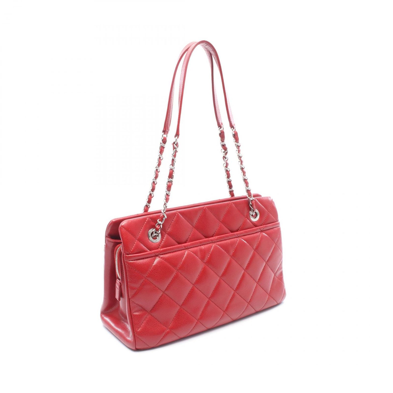 シャネル CHANEL トートバッグ マトラッセ ココマーク レッド キャビア 