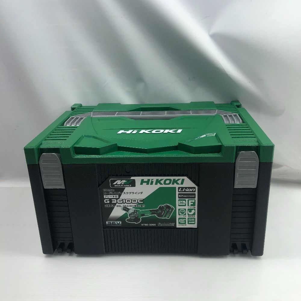 HiKOKI ハイコーキ 工具 ディスクグラインダー 未使用品(S) 充電器・充電池2個・ケース付 コードレス式 G3610DC グリーン