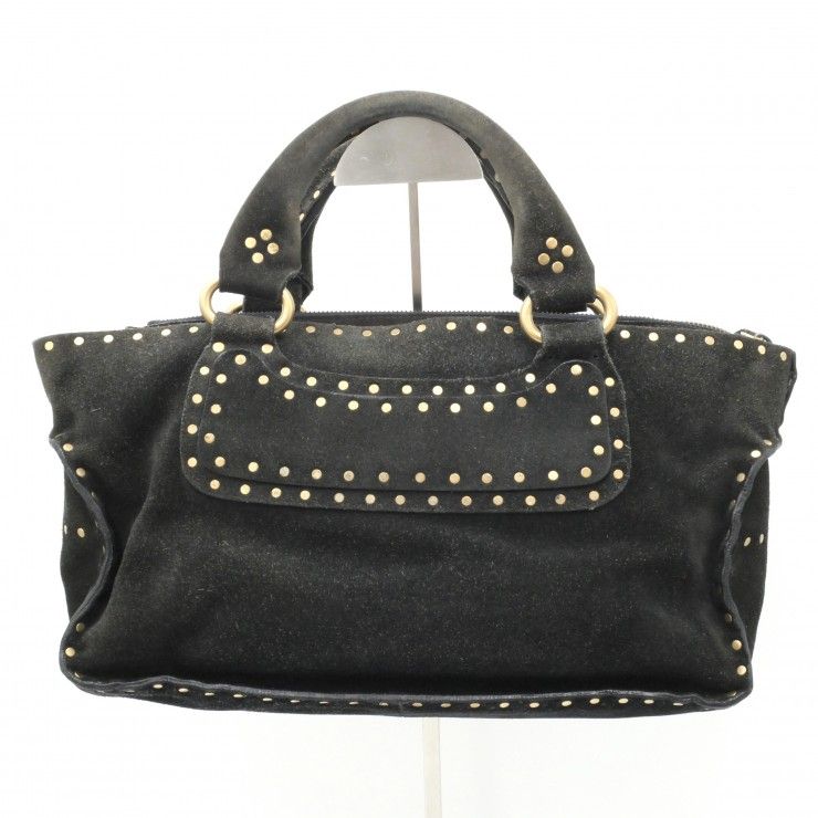 CELINE（セリーヌ） ブギーバッグ ヴィンテージ ハンドバッグ スタッズ ブラック スエード ゴールド レディース 【中古】