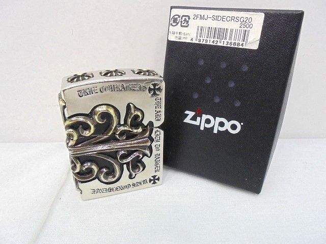26g-595x【中古】Zippo ジッポー ライター　メタルジャケット サイドメタル 2FMJ-SIDECRSG20　超重厚 26g-595x【中古】Zippo ジッポー ライター メタルジャケット サイド