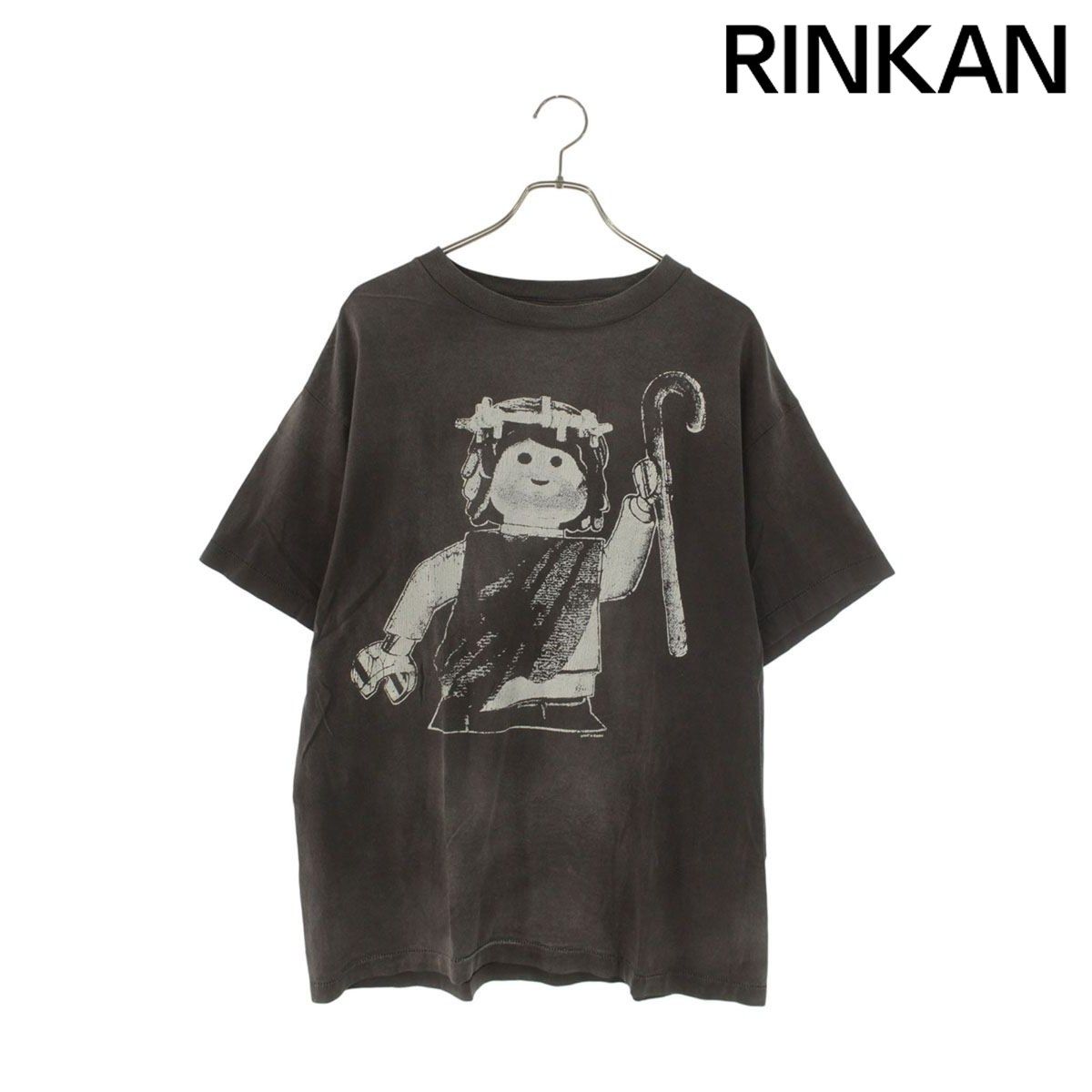 セントマイケル 21AW SM-A21-0000-001 ヴィンテージ加工ブロックプリントTシャツ メンズ L